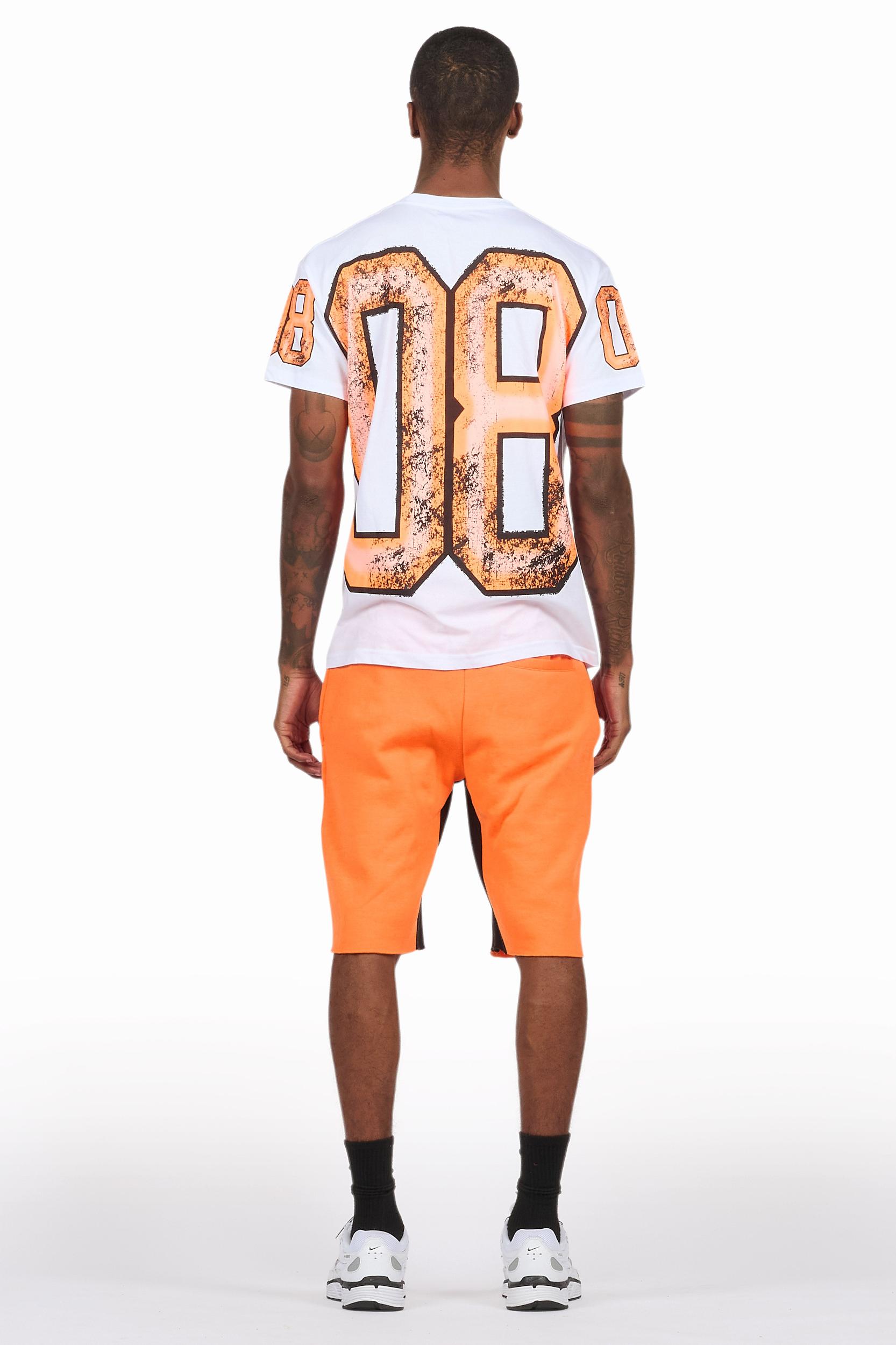 Fields White/Orange Raw Edge T-Shirt Short Set Male Product Image