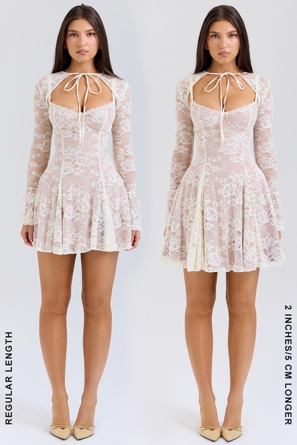 Alice  vintage cream lace mini dress Product Image