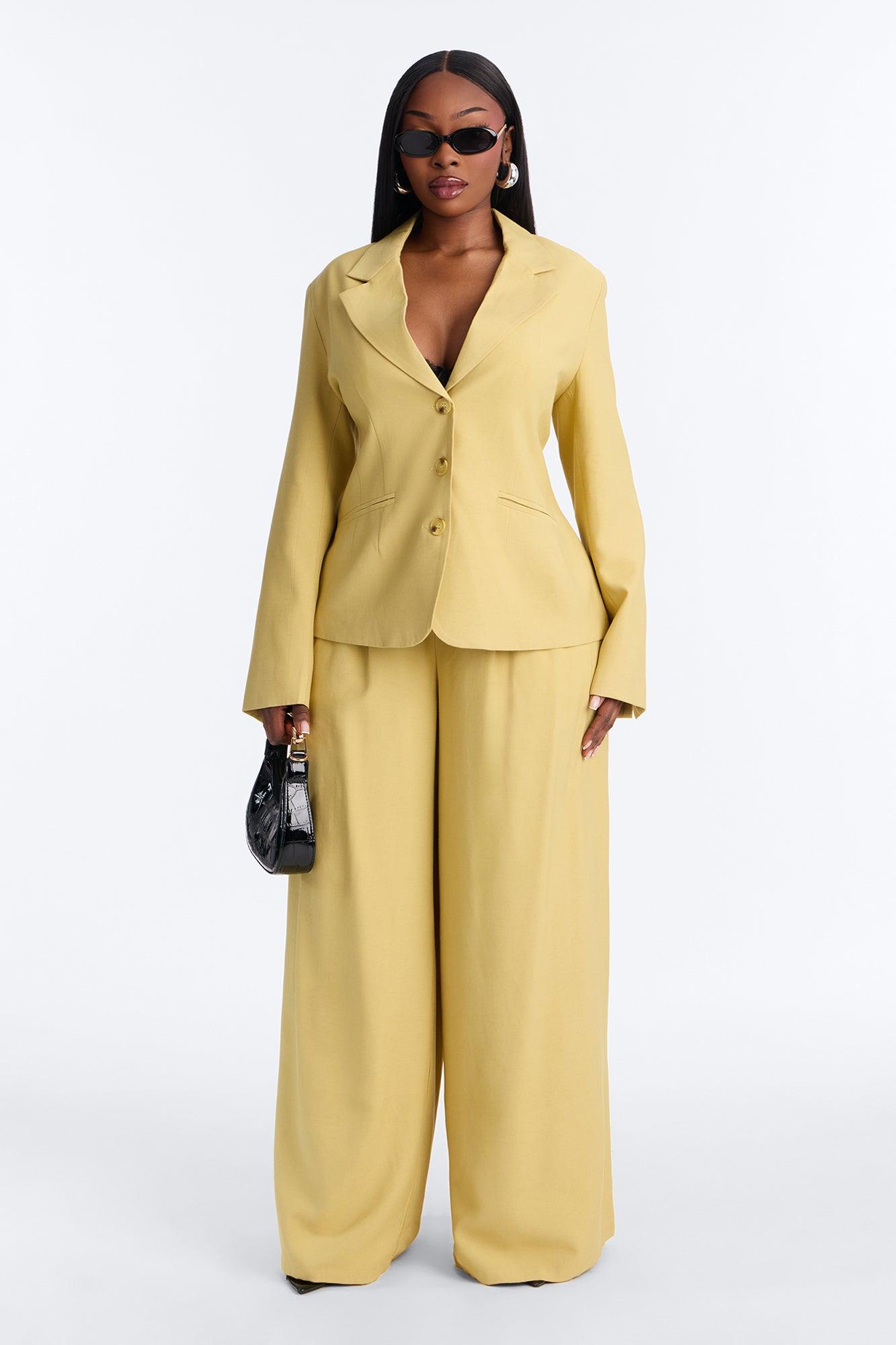 Elyse Linen Fitted Blazer - Honey Female Product Image