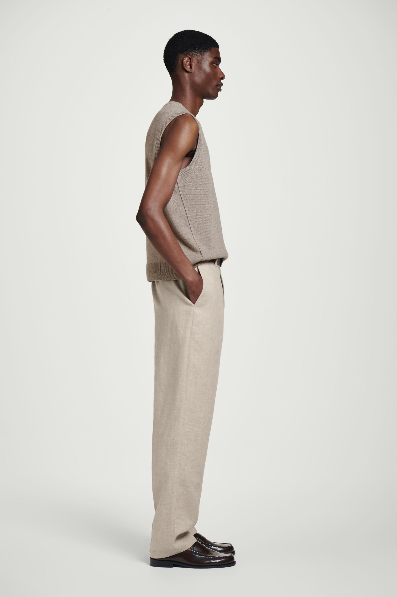 RELAXED LINEN TAPERED PANTS Product Image