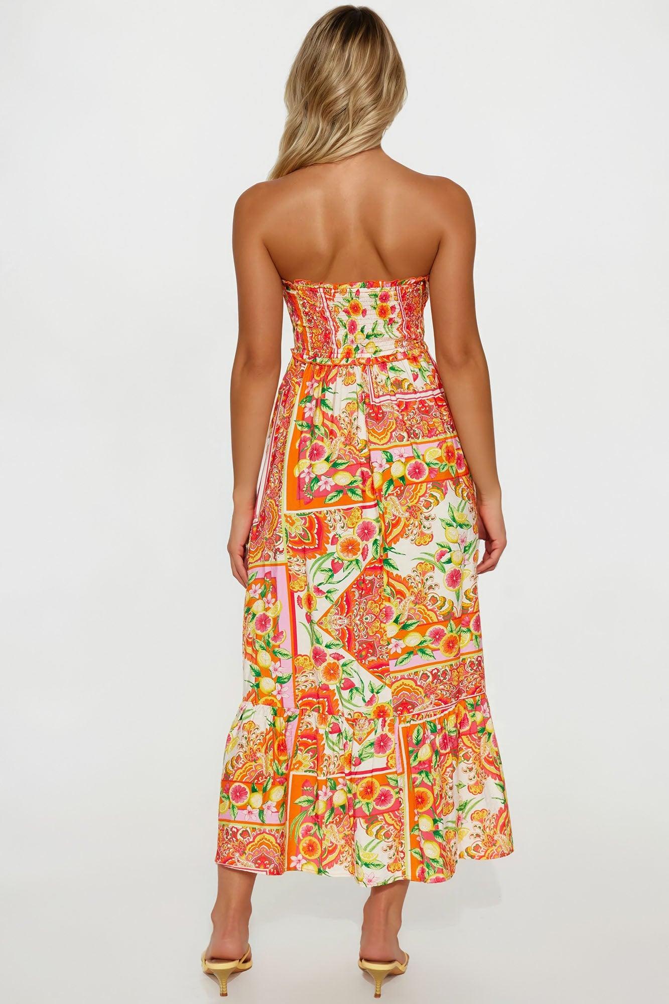 Fresh Belini Strapless Midi Dress - Orange/combo Female Product Image