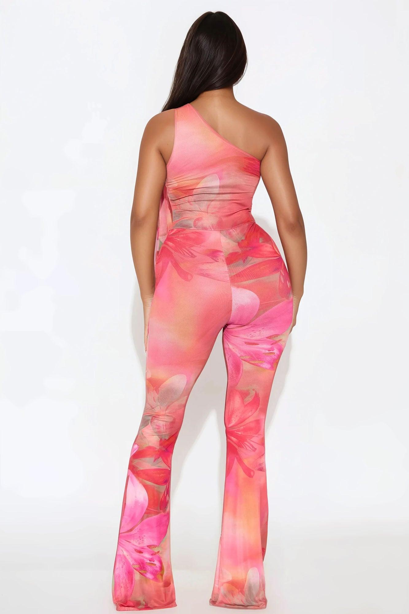 Hot Nights Mesh Jumpsuit - Magenta/combo Product Image