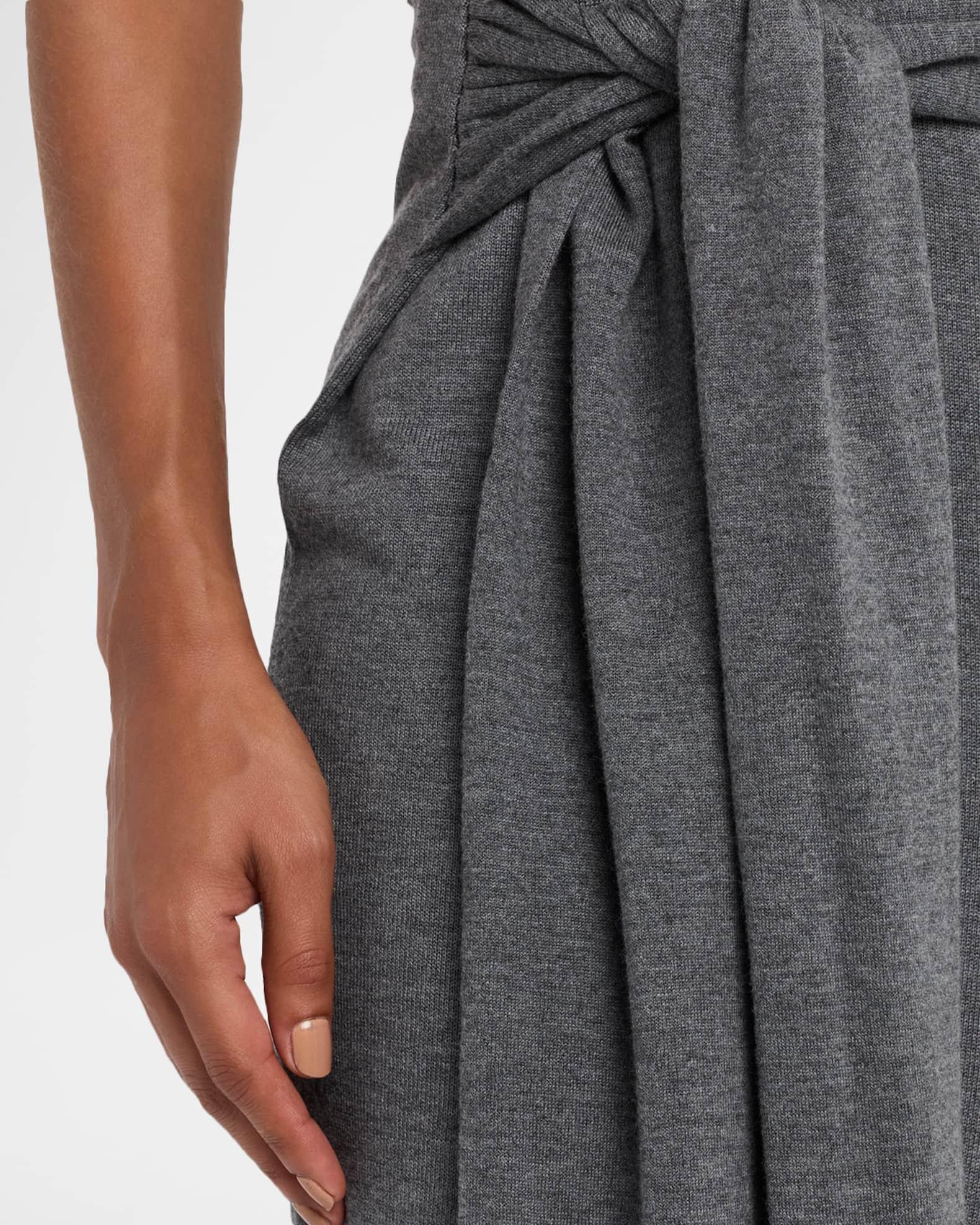 Tie-Sleeve Asymmetric Knit Midi Dress Product Image