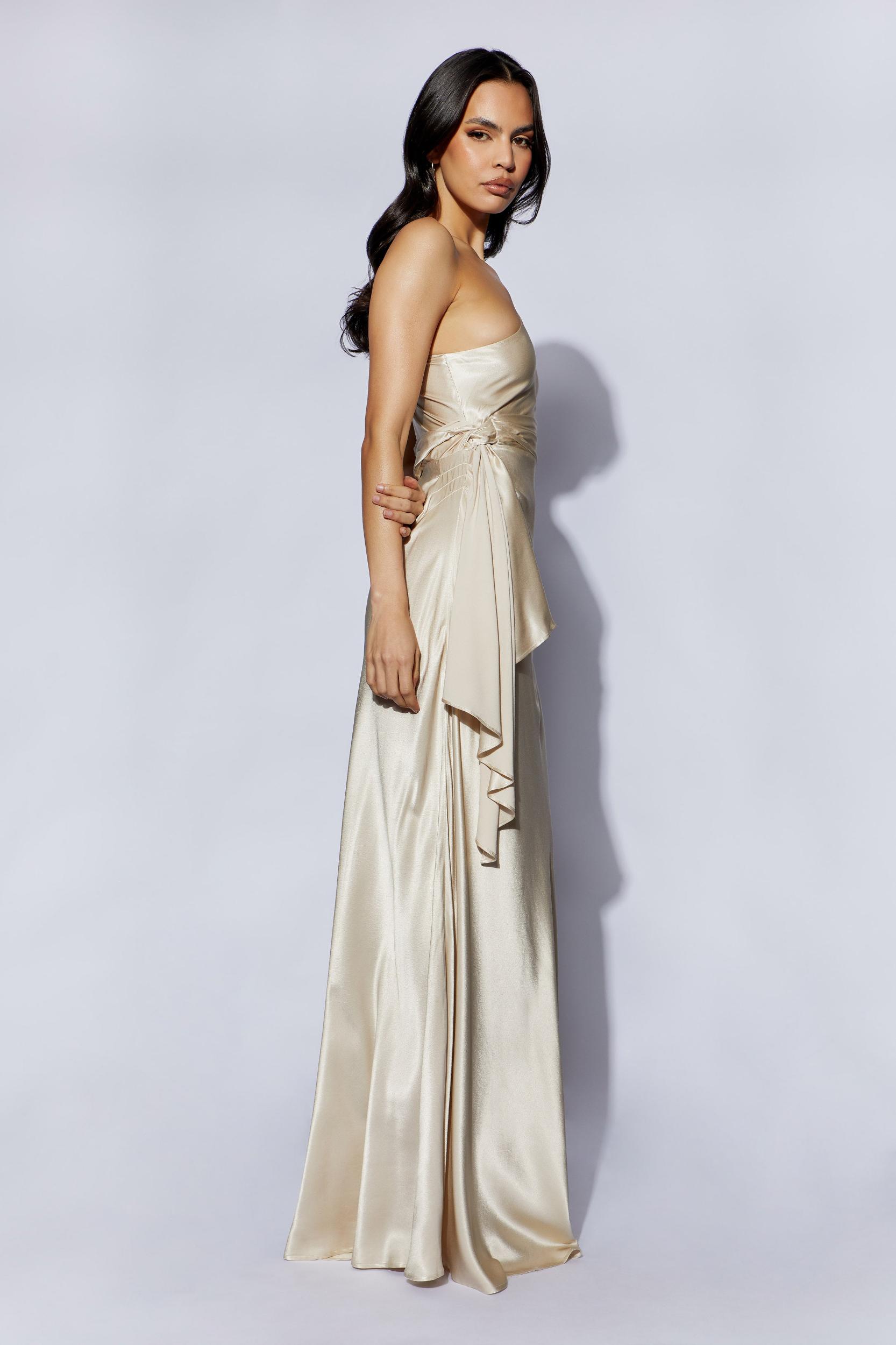 Calliope One Shoulder Maxi Dress - Blush Gold Product Image