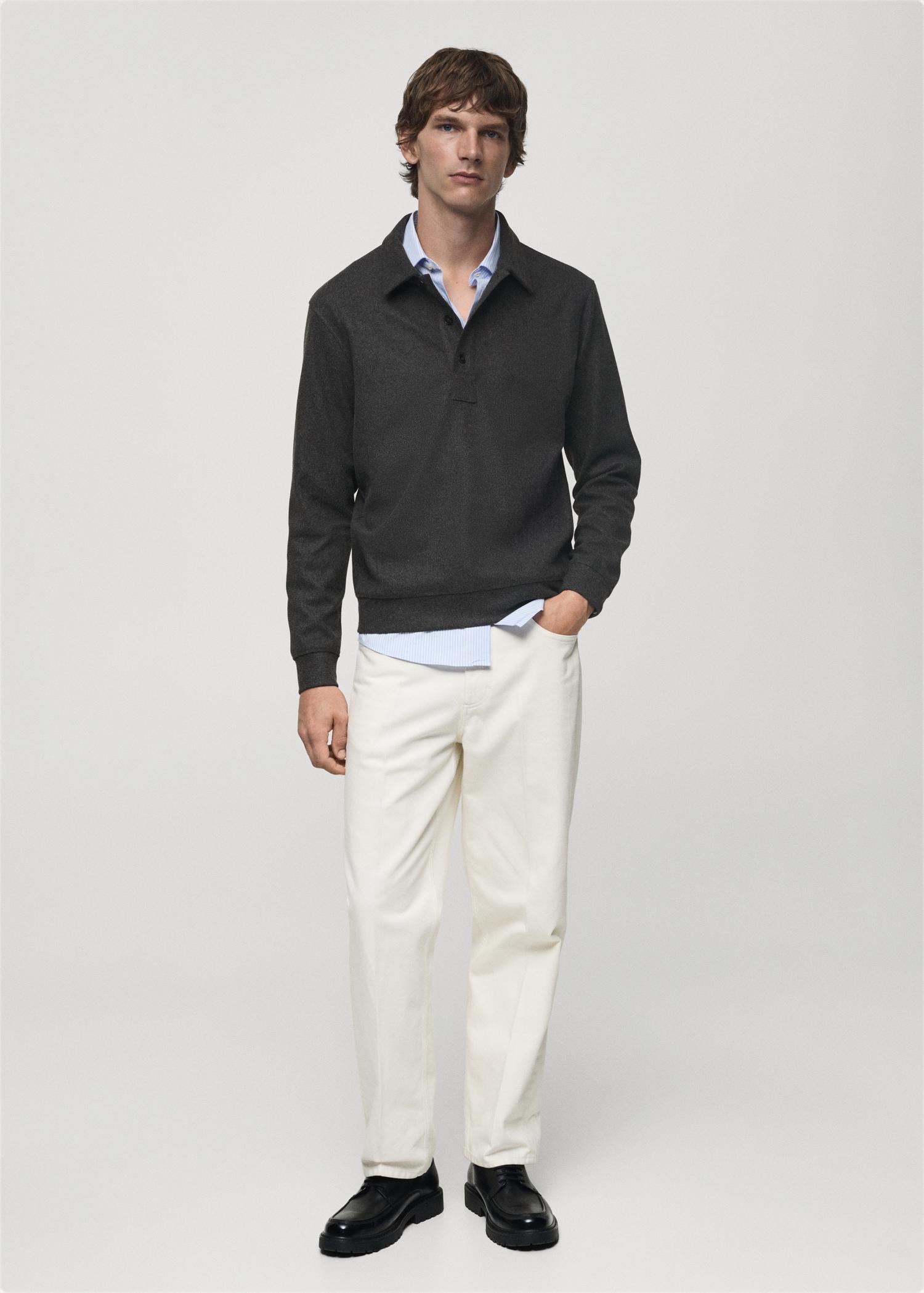 Regular fit sweatshirt-fabric polo shirt - Men | MANGO USA Product Image