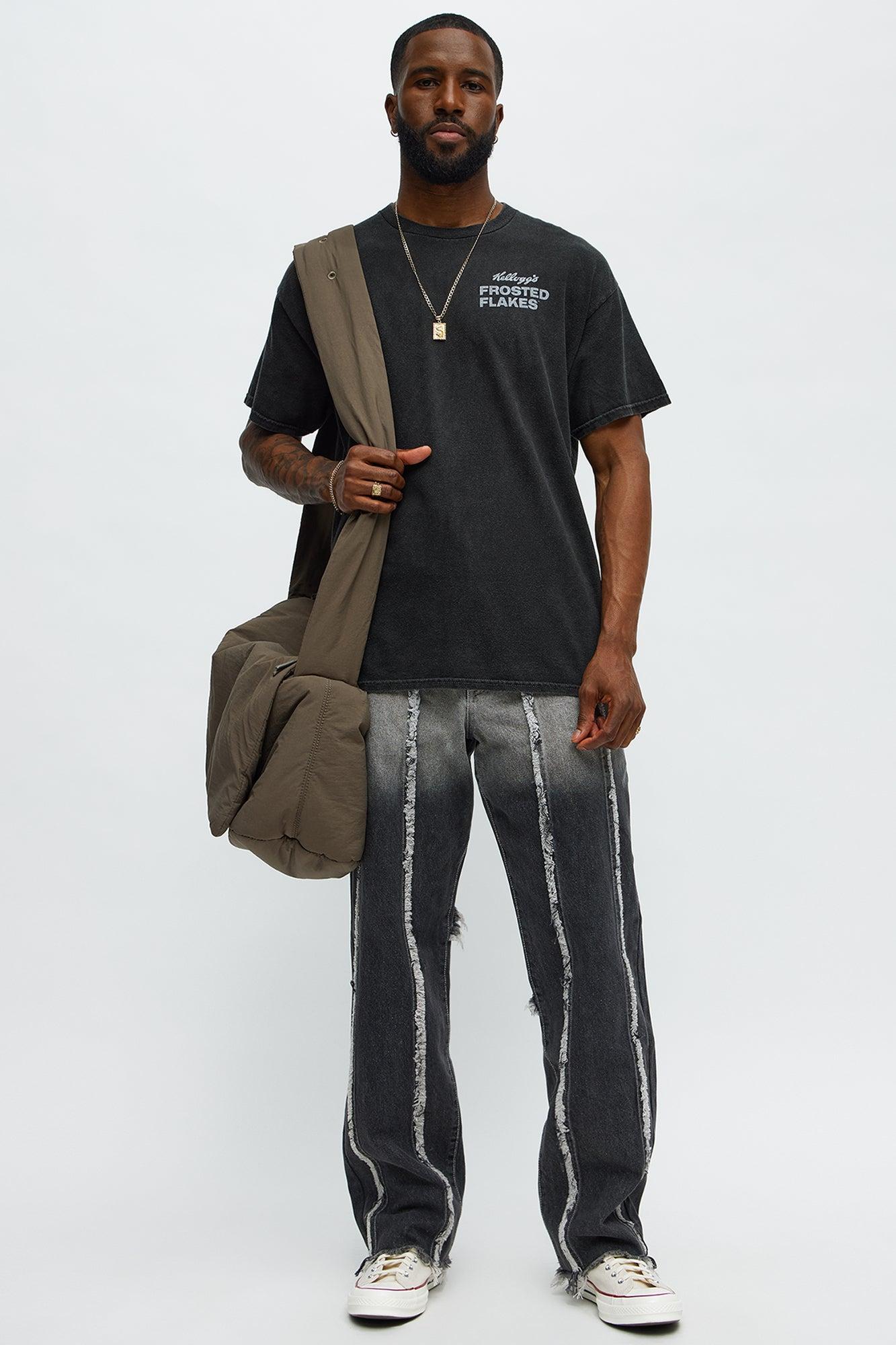Im Faded Frayed Straight Jeans - Black Wash Product Image