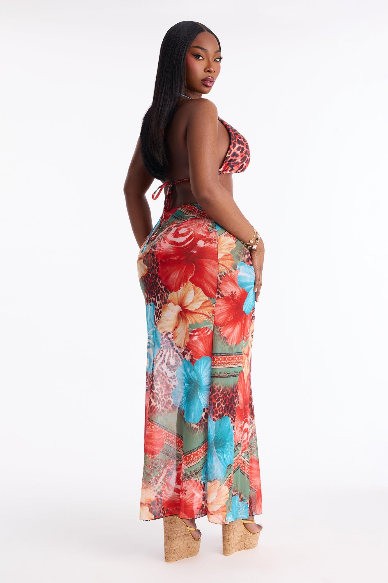 Nayeli Starfish Hardware 3 Piece Bikini & Skirt Set - Blue/combo Female Product Image