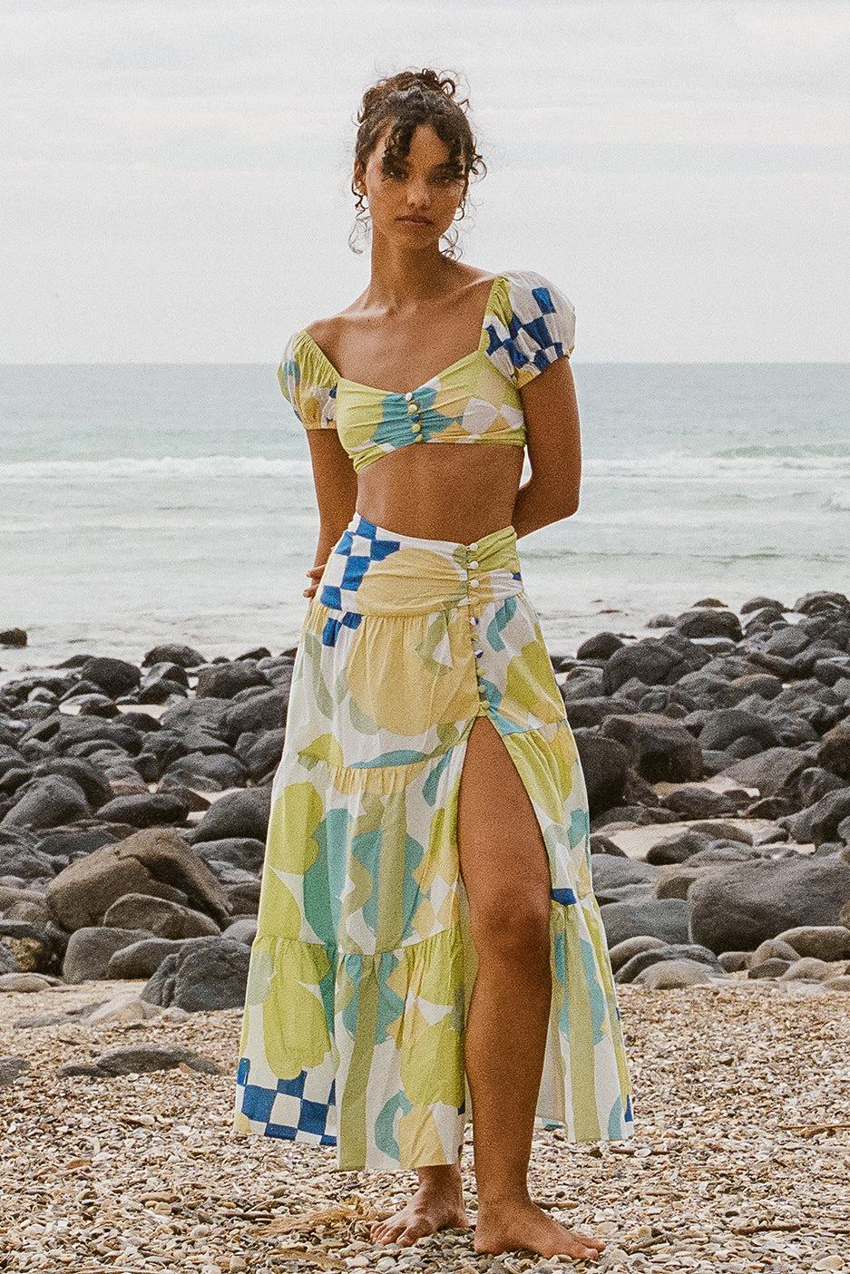 Bindi Maxi Skirt - Checker Floral Aliza Product Image