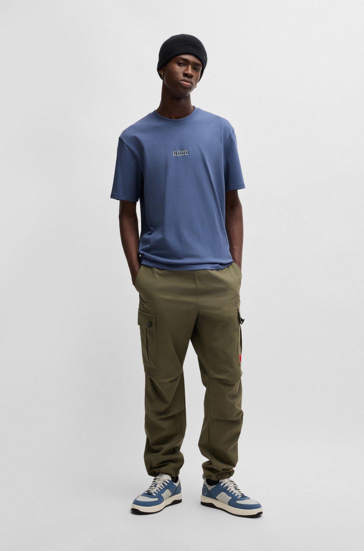 Relaxed-fit T-shirt in cotton with large rear logos Product Image