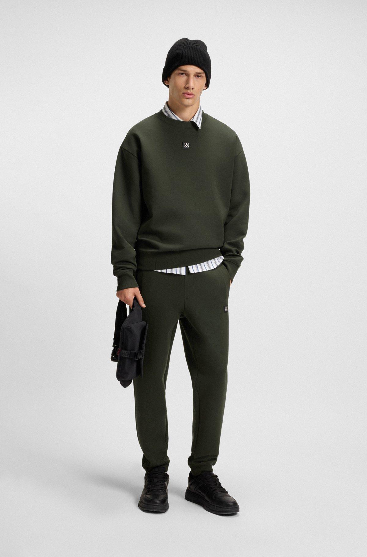 HUGO - Sweatshirt with stacked-logo badge - Dark Green Product Image