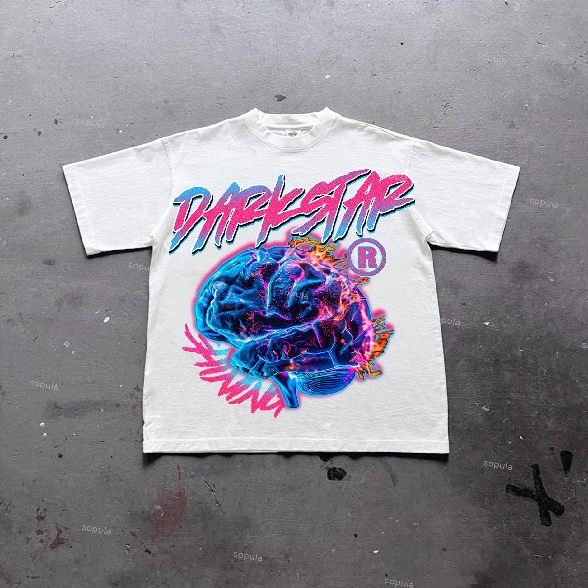 Sopula Darkstar Fun Color Brain Graphic Print Cotton T-Shirt Product Image
