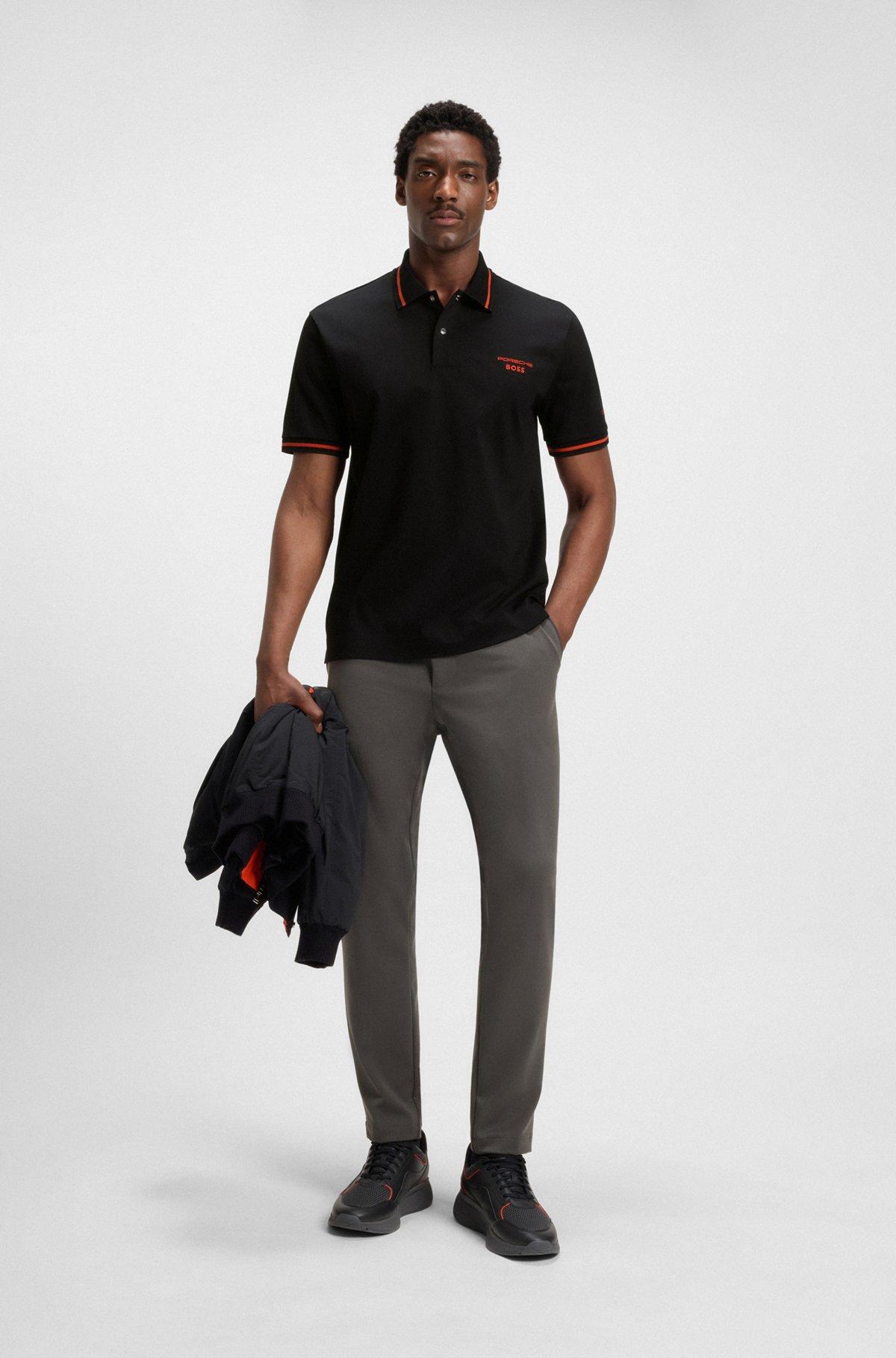 BOSS - Porsche x BOSS polo shirt in cotton with moisture control - Black Product Image