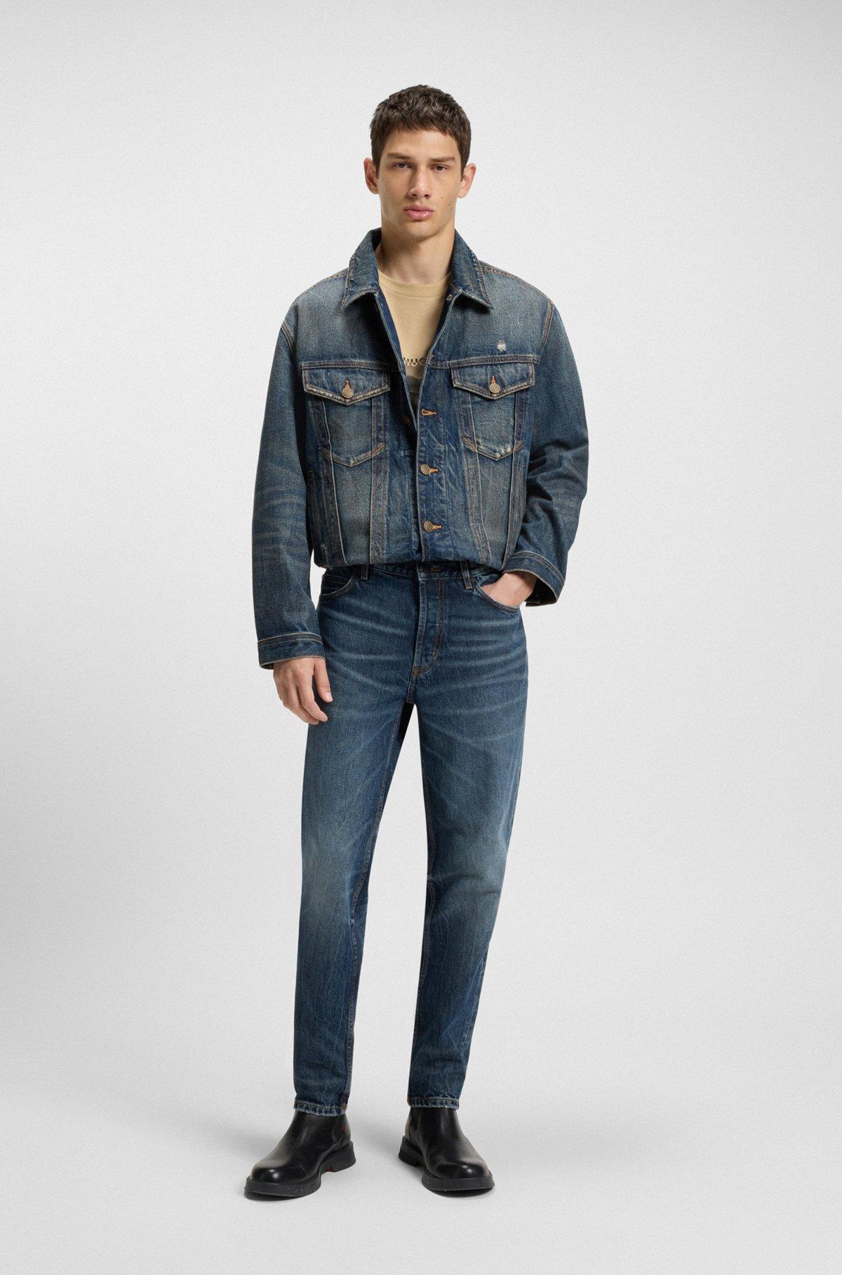 HUGO - Cotton-jersey T-shirt with lip artwork - Beige Product Image