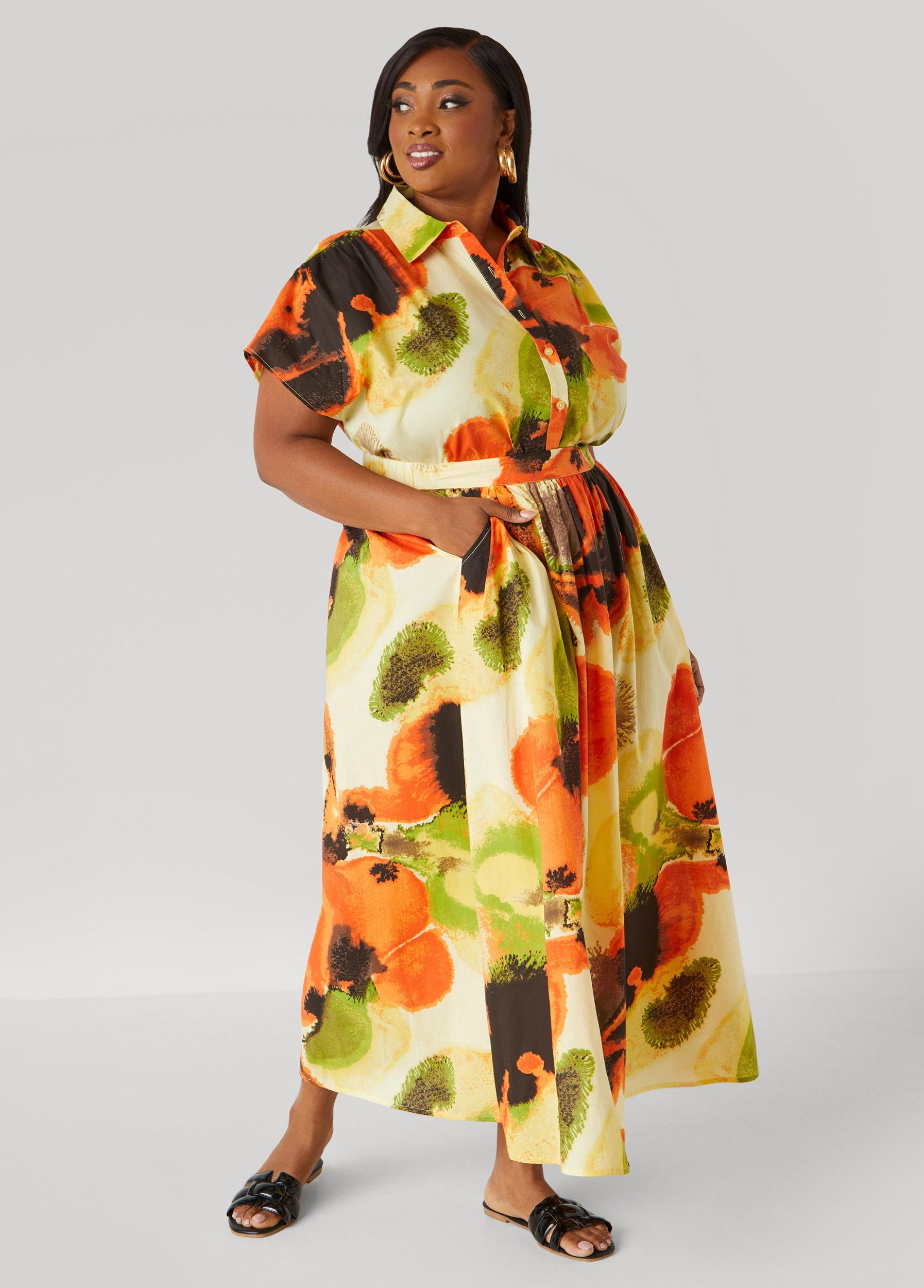 Plus Size Watercolor Cotton Shirt Ashley Stewart Product Image