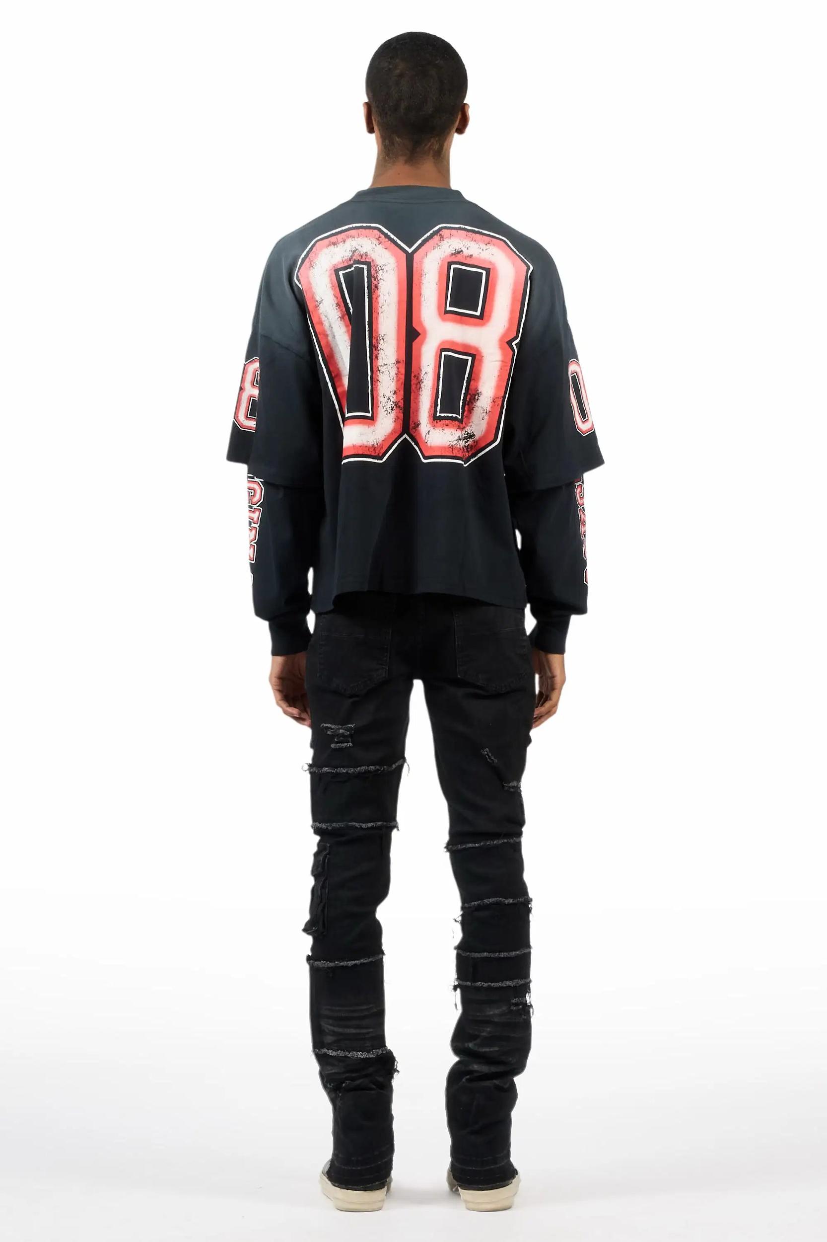 Folant Black Stacked Cargo Flare Jean Male Product Image