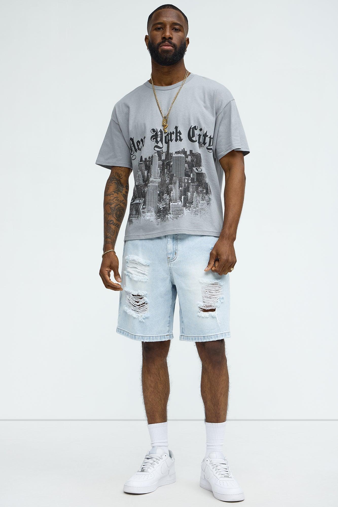 Empire City Short Sleeve Cropped Tee - Grey Product Image