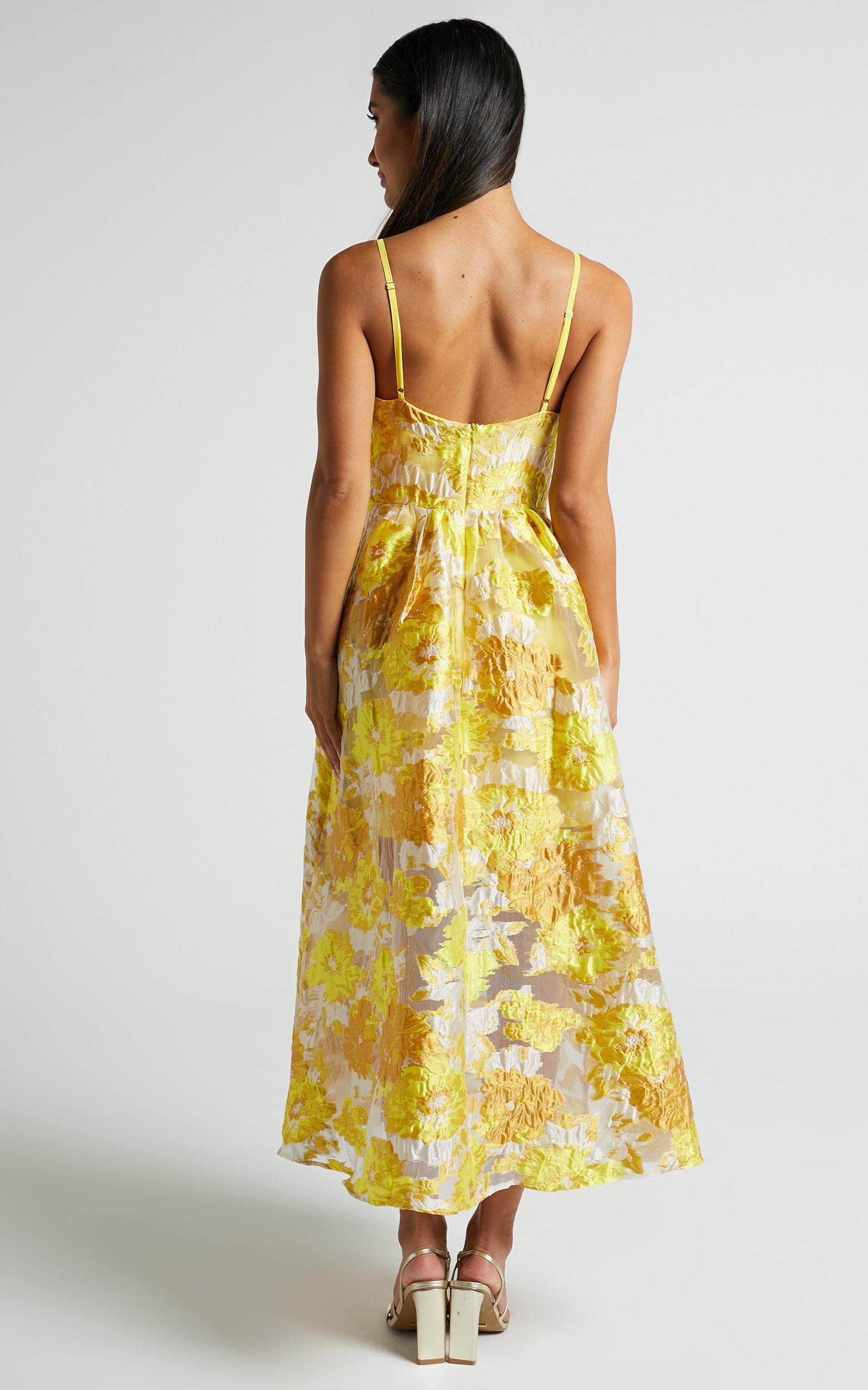 Brailey Midi Dress - Aline Corset Detail Dress in Yellow Product Image