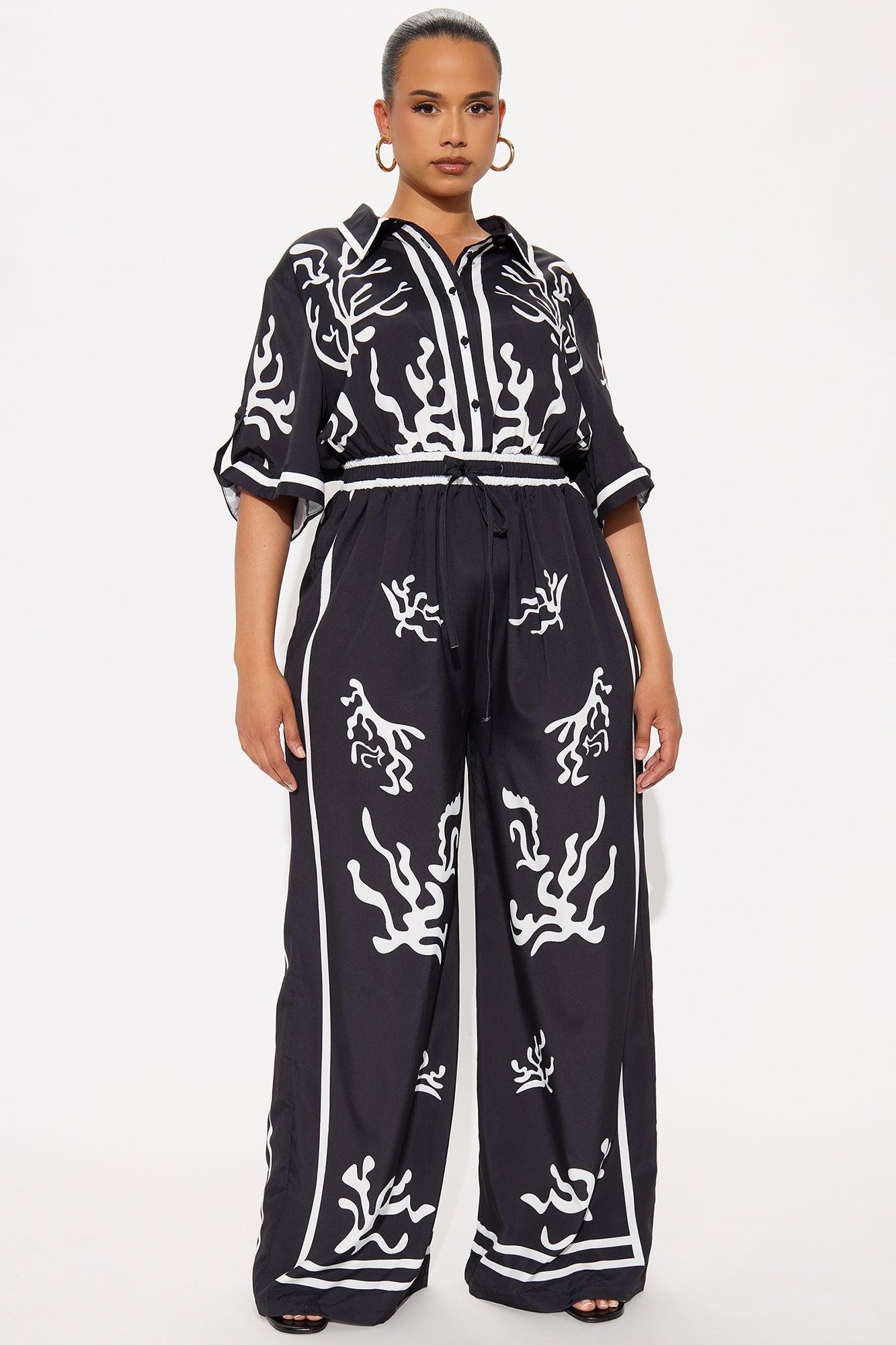 Picture This Wide Leg Satin Jumpsuit - Black/combo Product Image