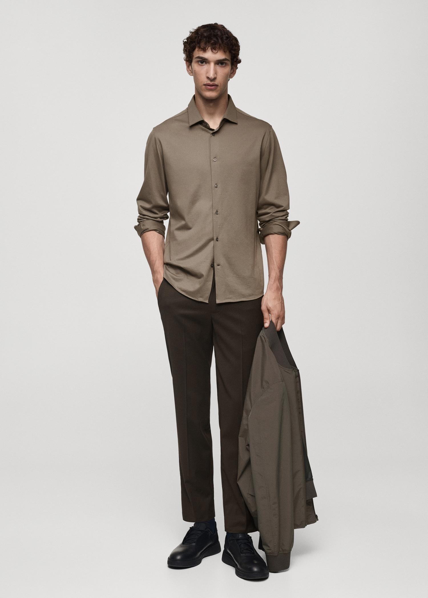 Crease-resistant regular-fit shirt - Men | MANGO USA Product Image