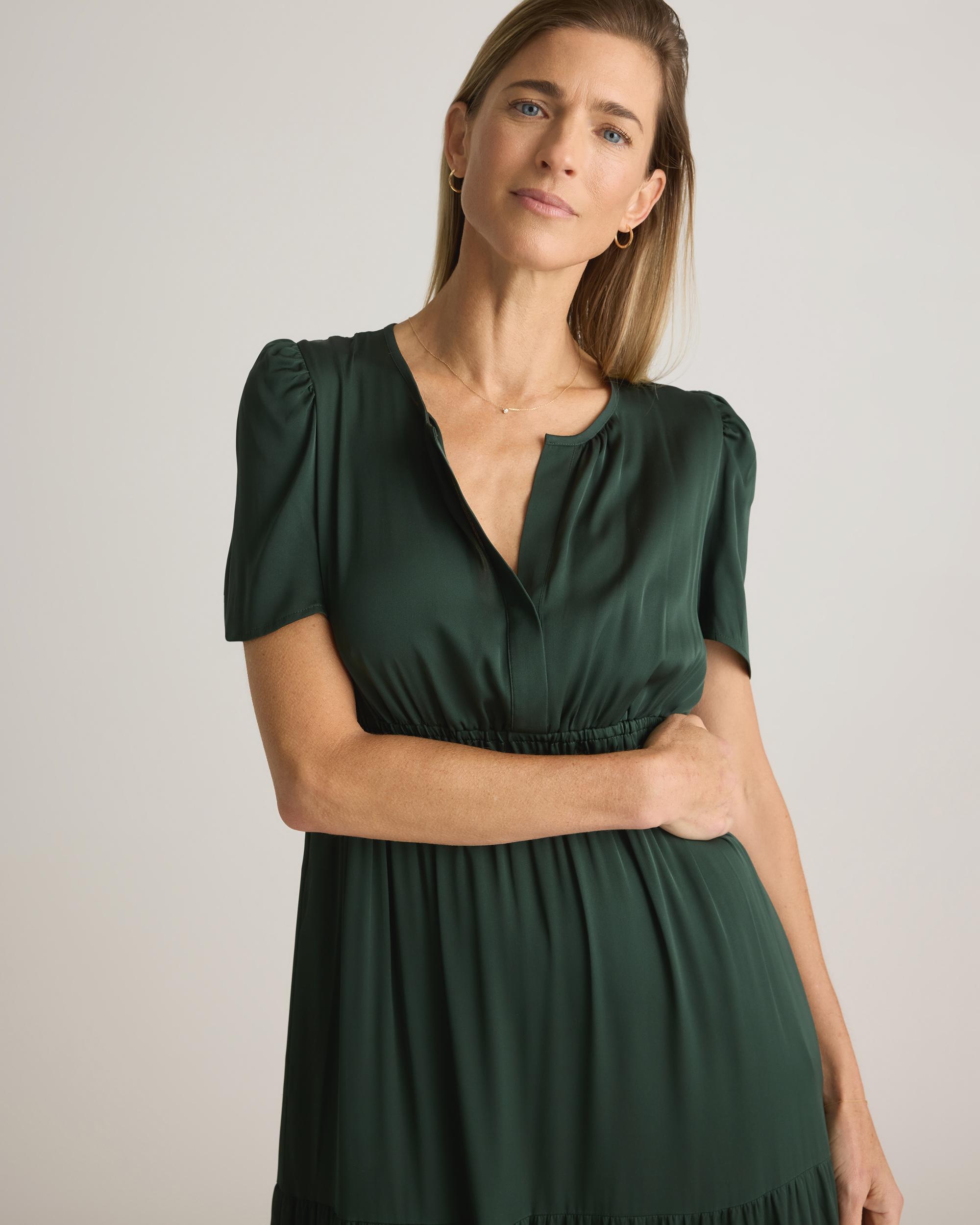 Quince | Women's Washable Stretch Silk Tiered Maxi Dress Product Image