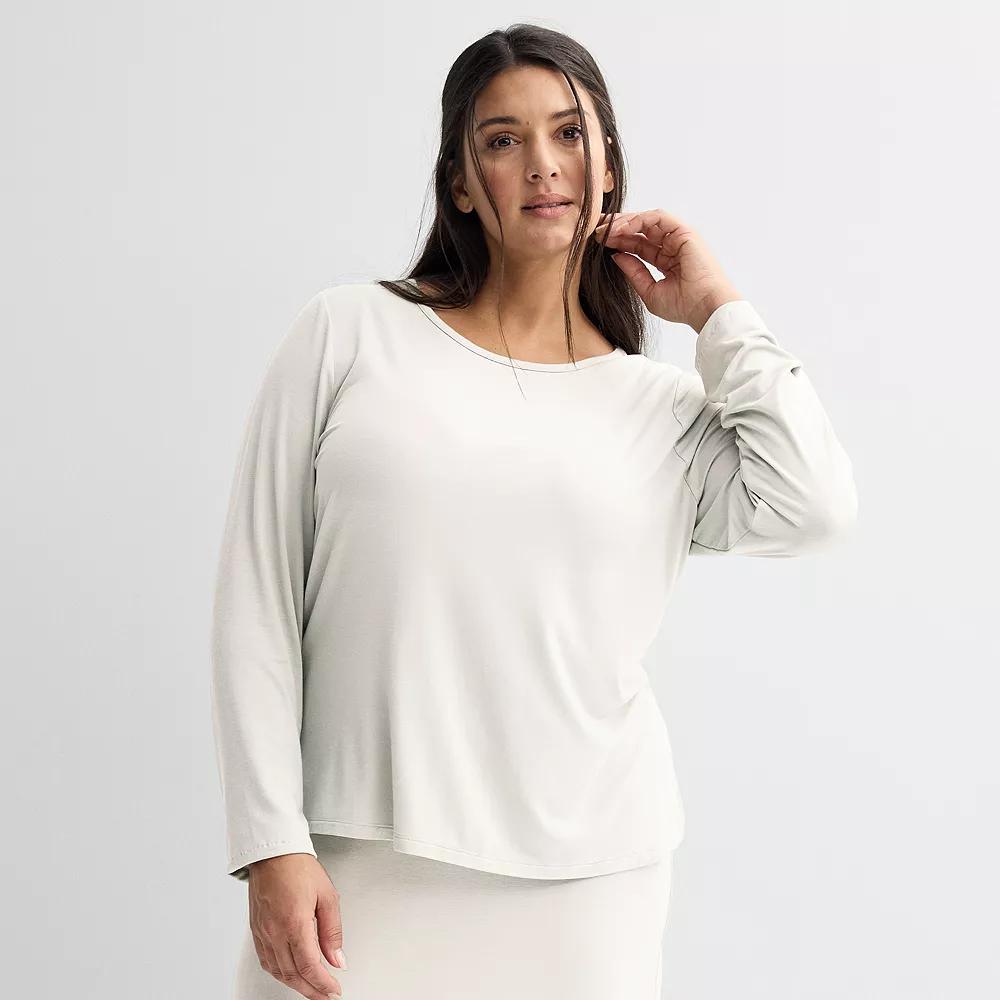 Plus Size Sonoma Goods For Life® Long Sleeve Sleep T-Shirt, Women's, Size: 3XL, Ivory Silk Product Image