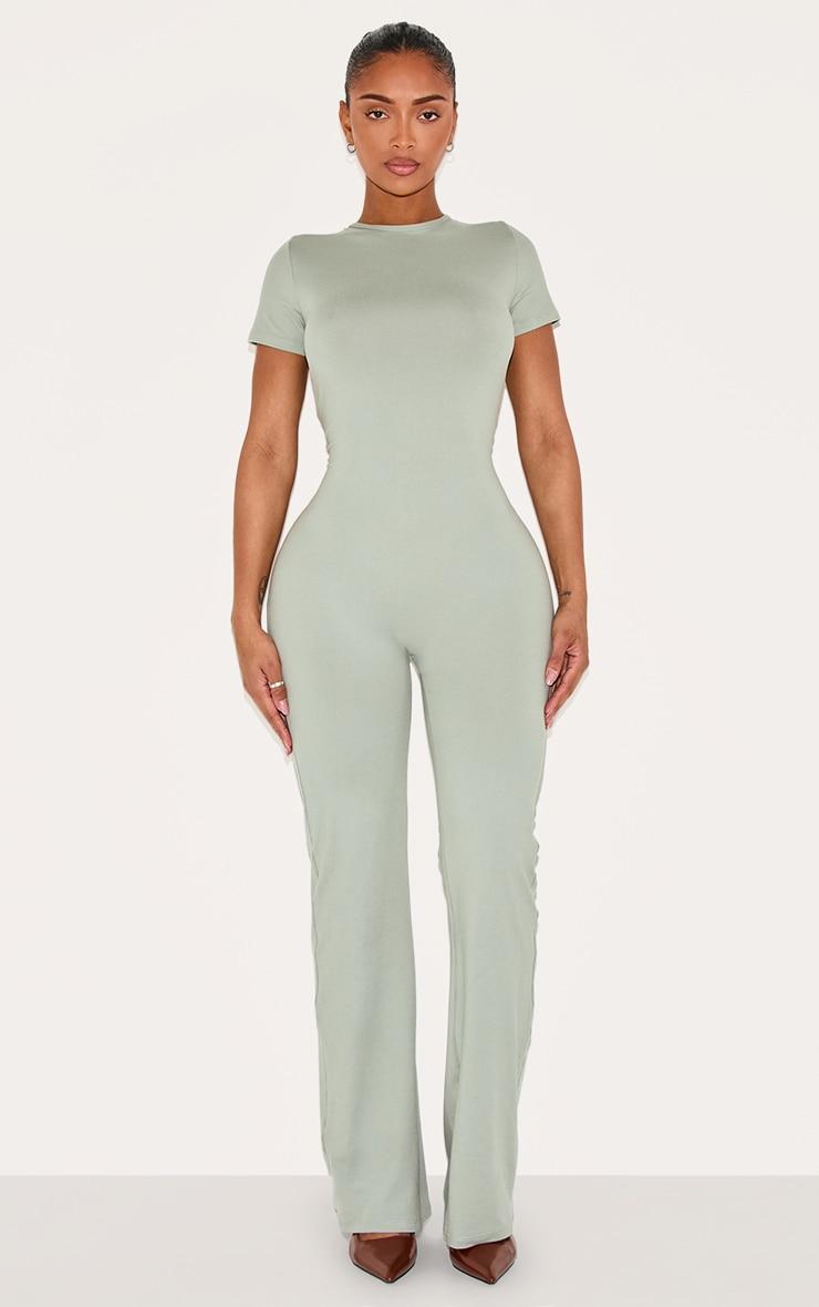 Shape Sage Green Sculpted Short Sleeve Jumpsuit Product Image