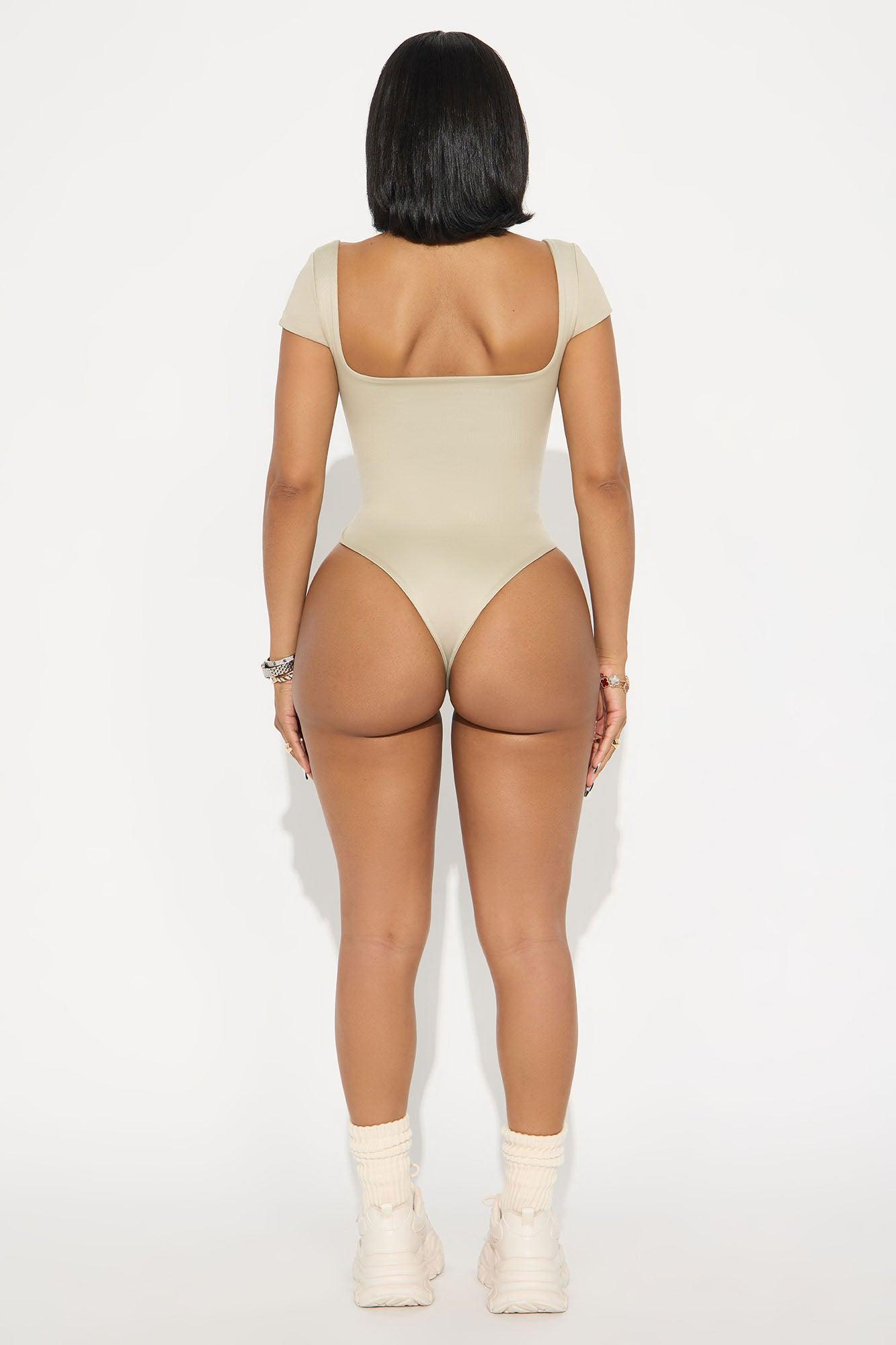 Contour Double Lined Square Neck Bodysuit - Stone Female Product Image