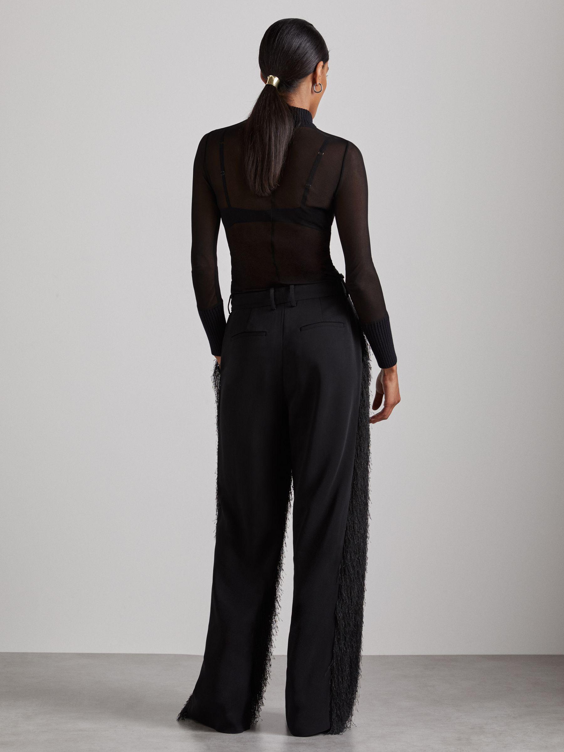 Atelier Fringed Crepe Trousers in Black Product Image