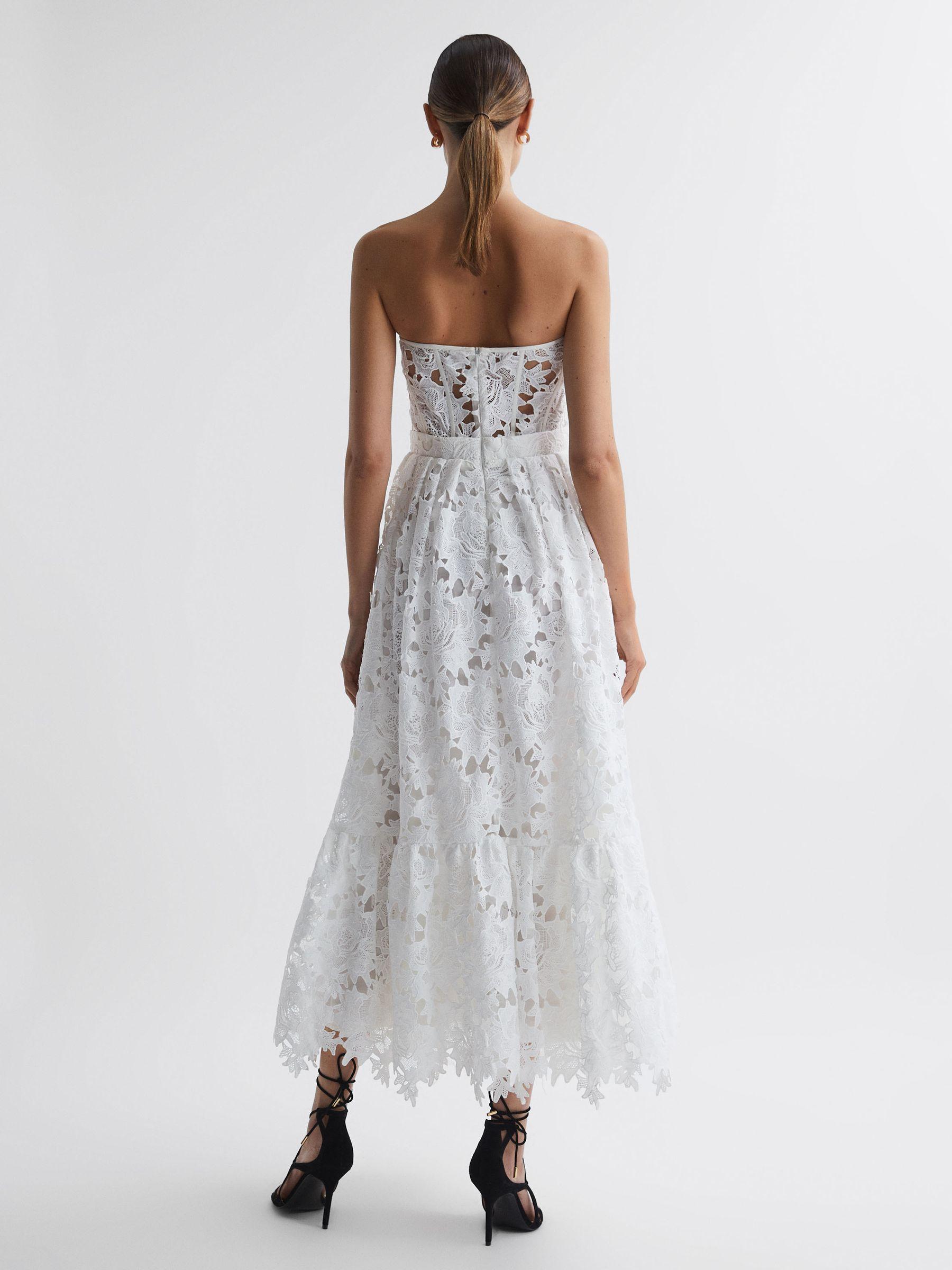 Leo Lin Bustier Lace Midi Dress in Snow Product Image
