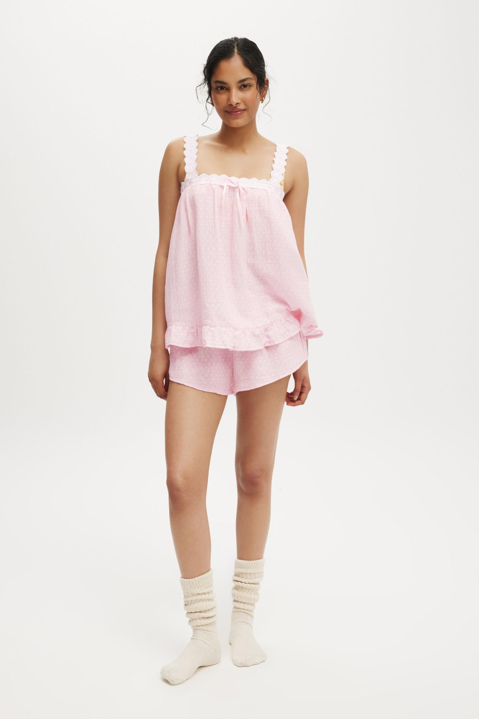 Lace Trim Babydoll Cami Set Product Image