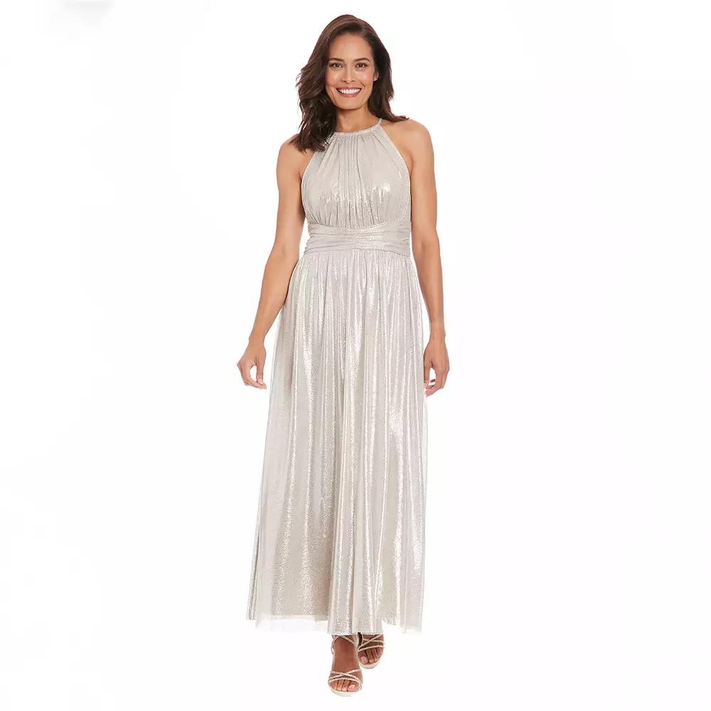 Women's London Times Halter Neck Ruched Maxi Dress,  Product Image