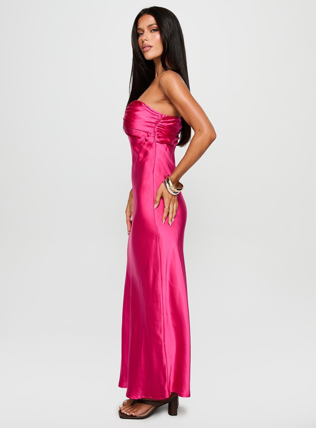Cyprian Strapless Maxi Dress Hot Pink Product Image