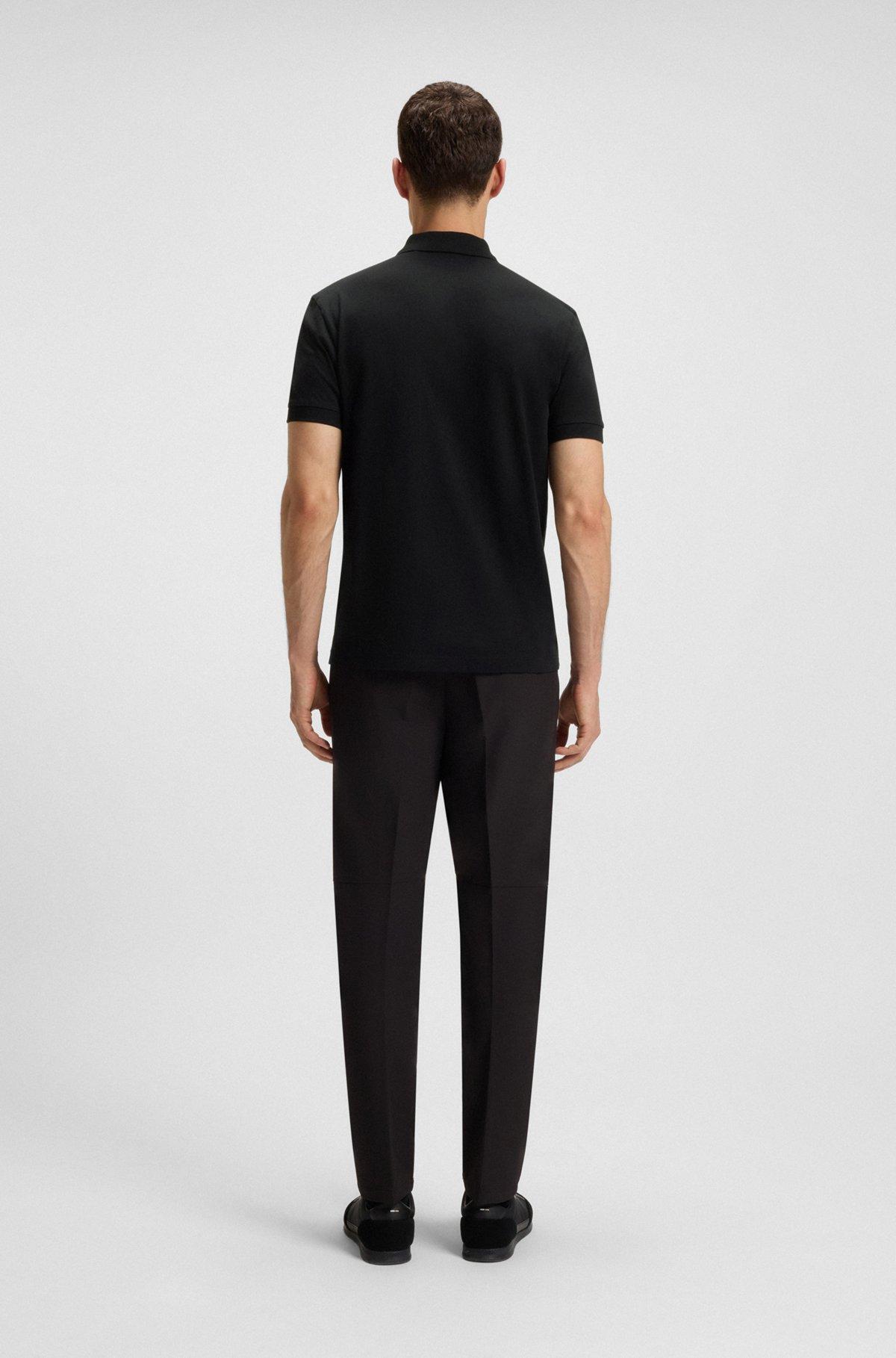 BOSS - Cotton polo shirt with jacquard body-mapping - Black Product Image