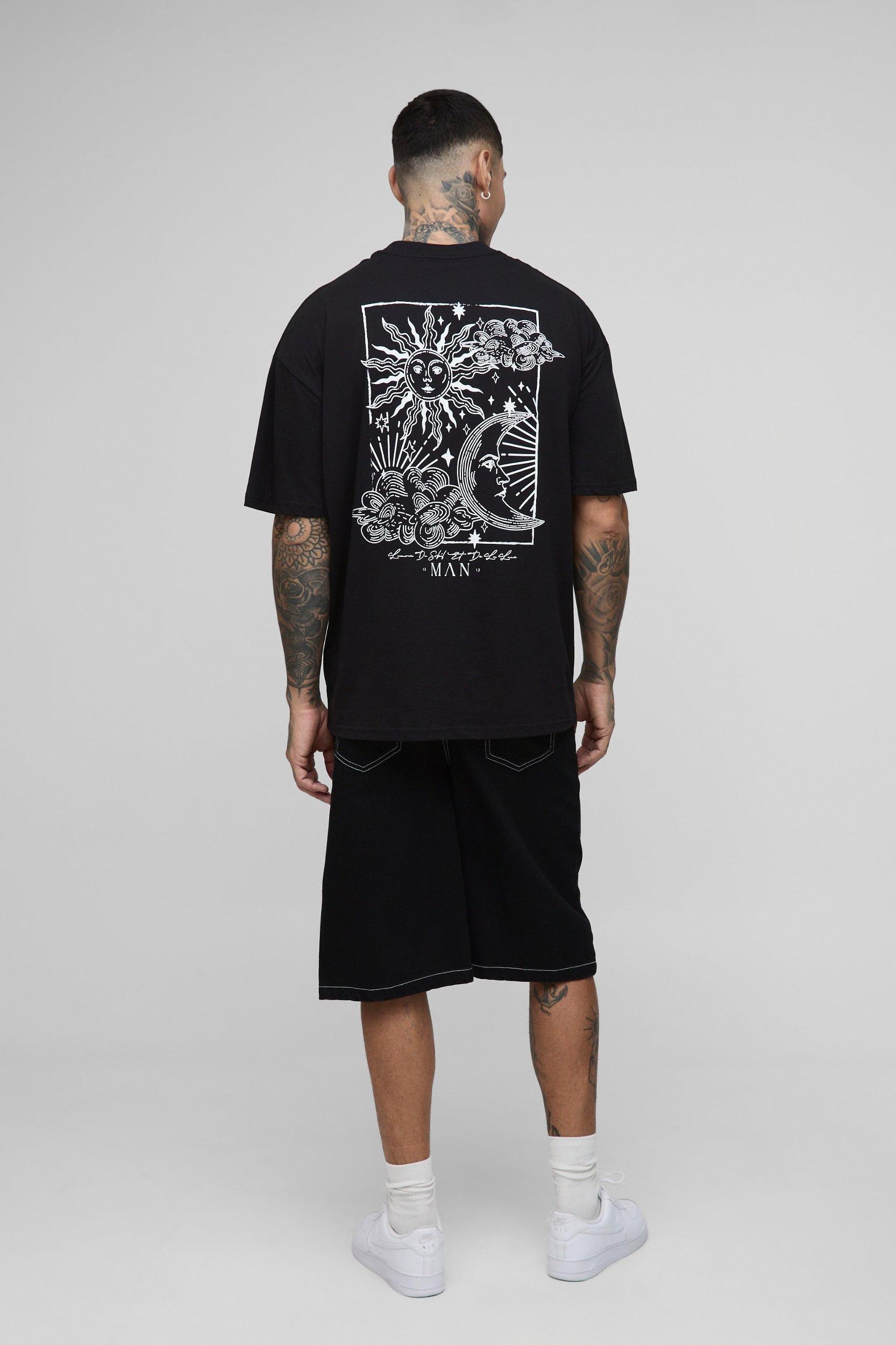 Tall Oversized Line Drawing Print T-Shirt | boohooMAN USA Product Image