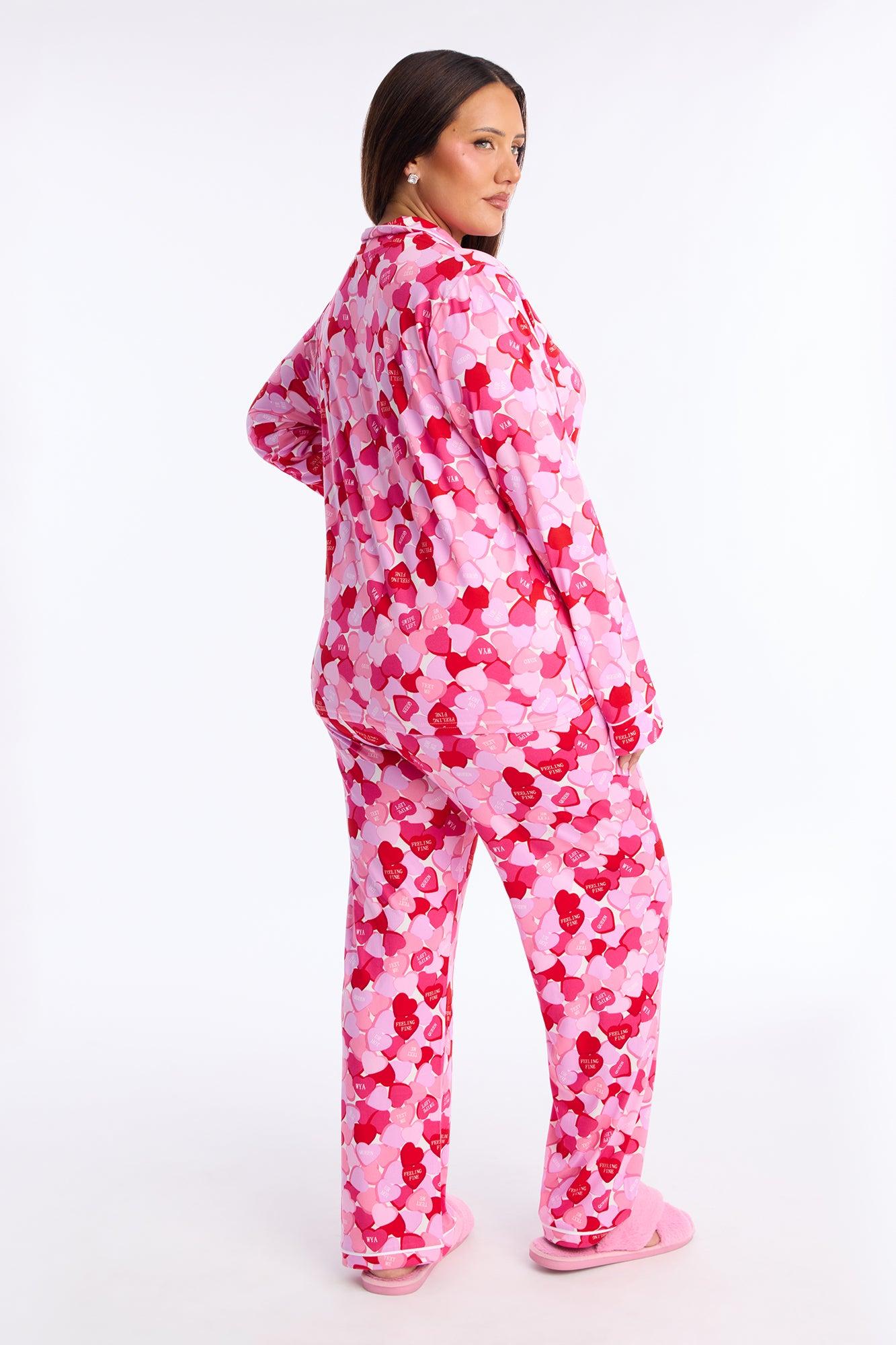 Love Is Sweet Long Sleeve PJ Pant Set - Pink/combo Female Product Image