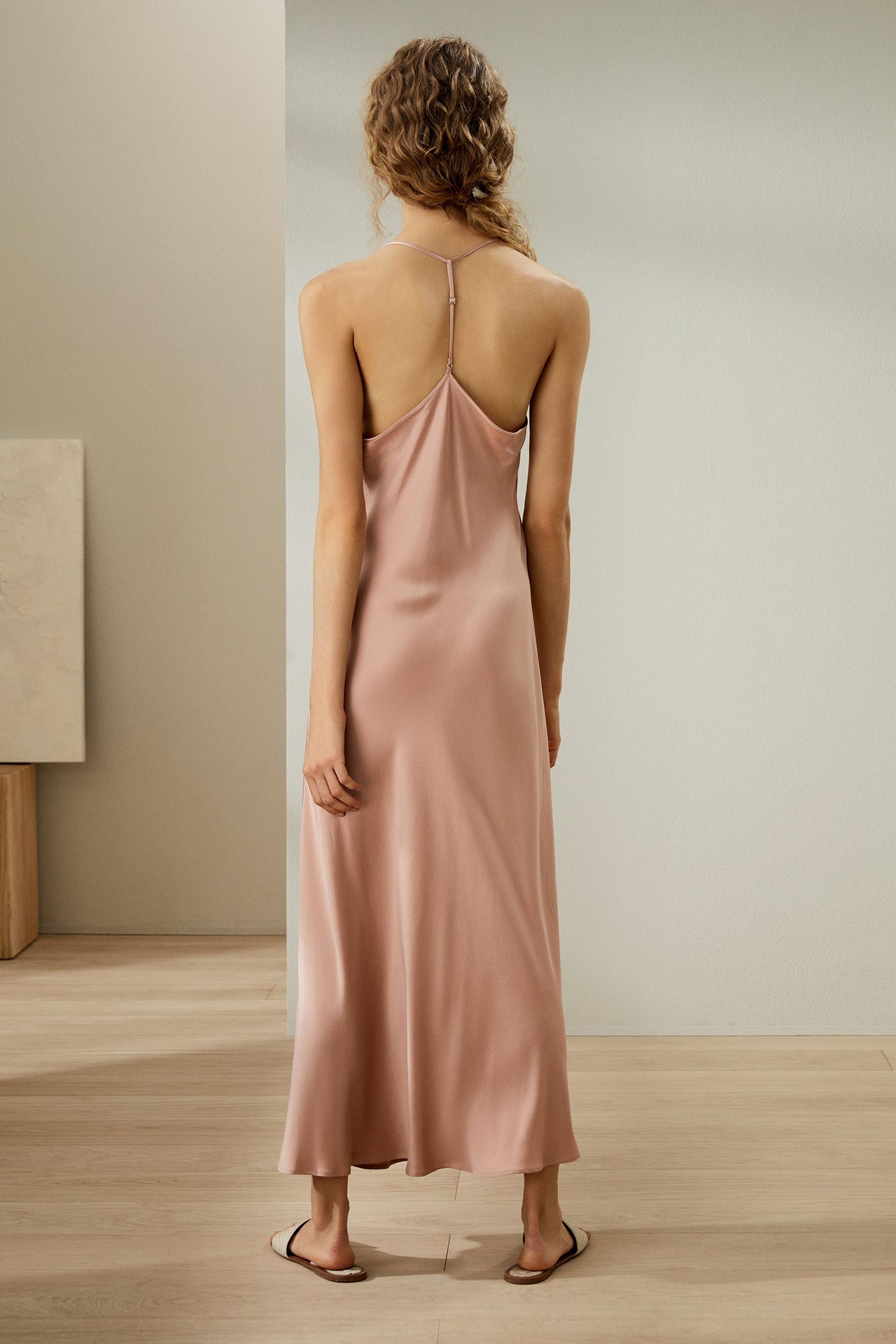 Minimalist Silk Suede Maxi Nightdress Product Image