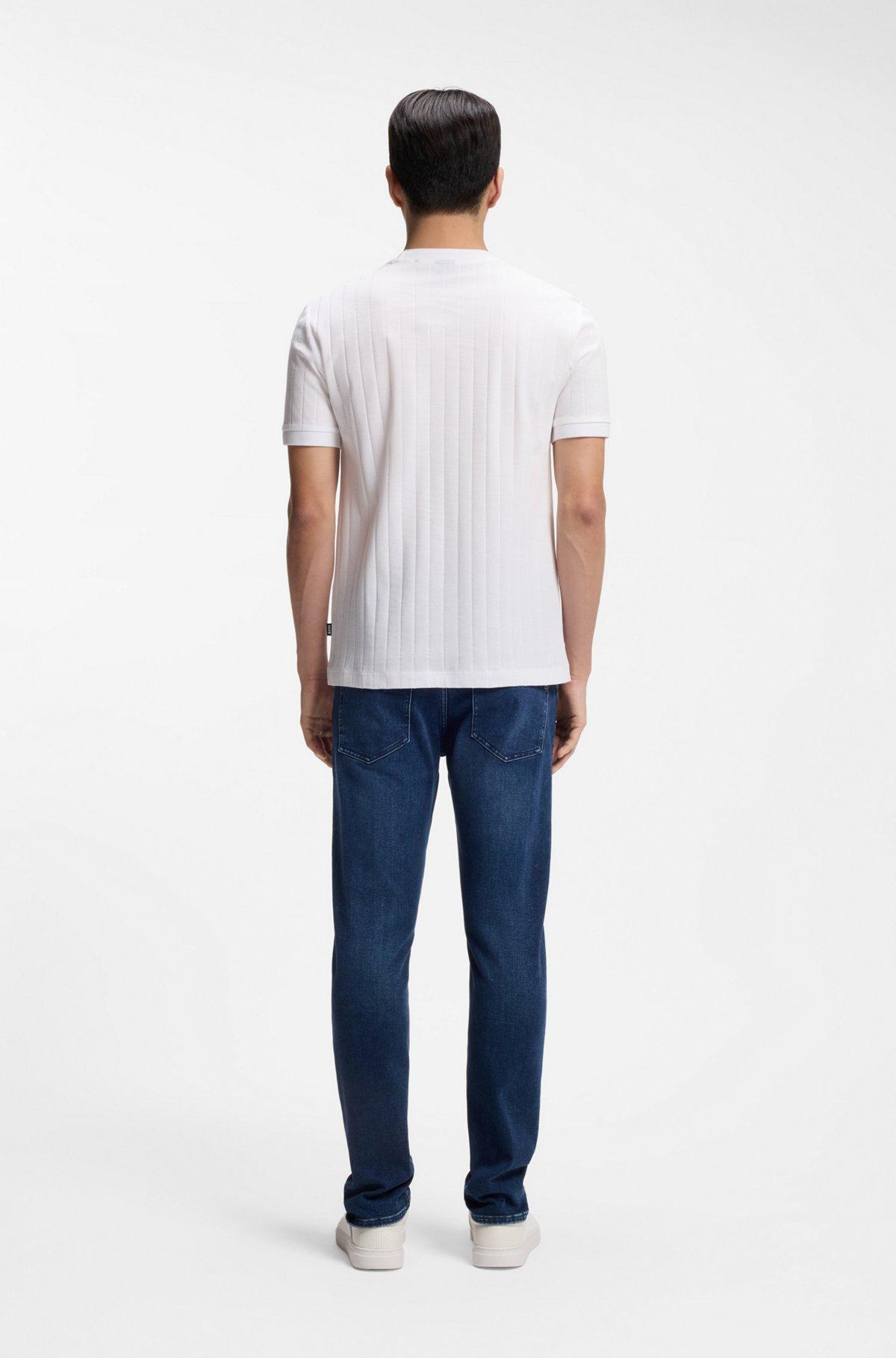 Vertical-stripe T-shirt in mercerised cotton Product Image