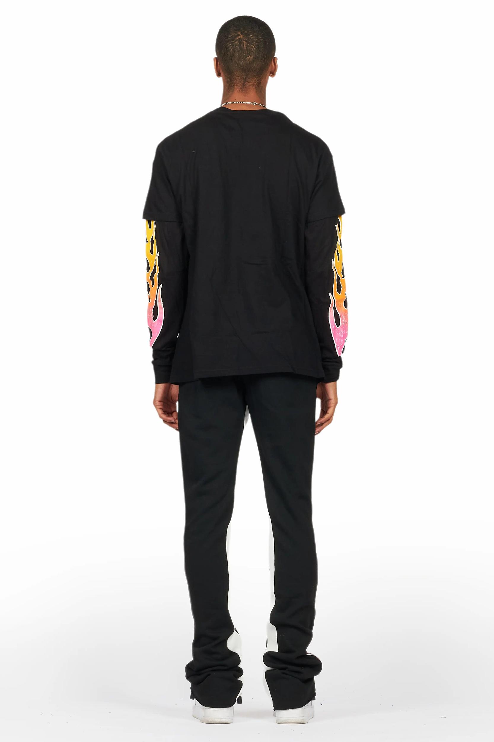 Quito Double Layer T-Shirt/Stacked Baggy Track Pant Set Male Product Image