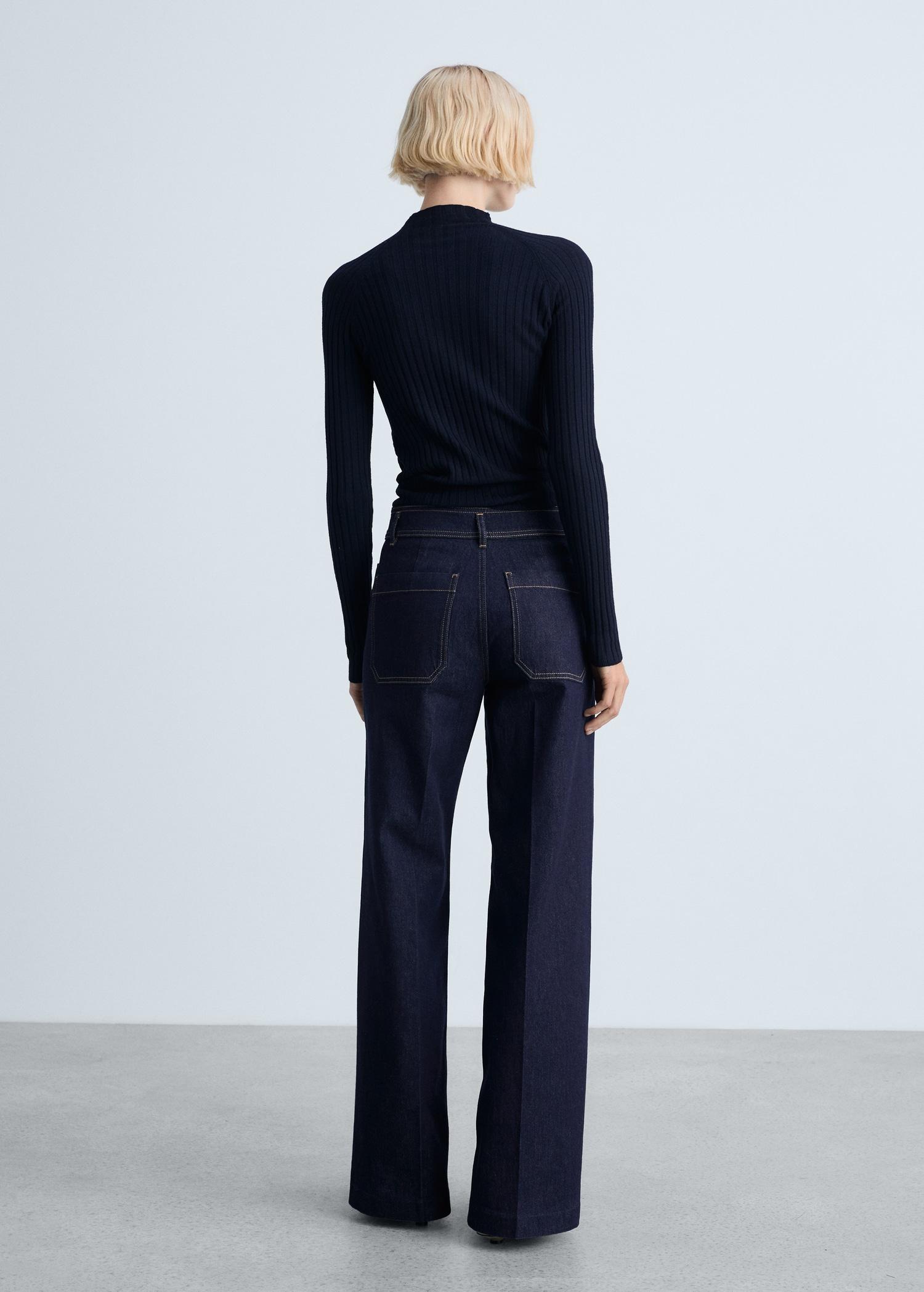 Wide-leg jeans with pockets rinse wash - Women | MANGO USA Product Image