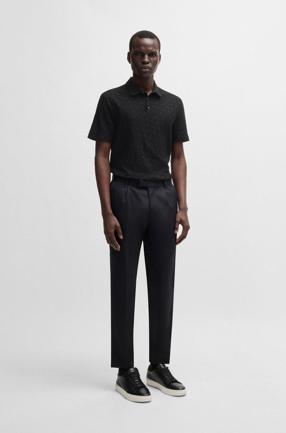 Stretch-cotton slim-fit polo shirt with printed logo Product Image