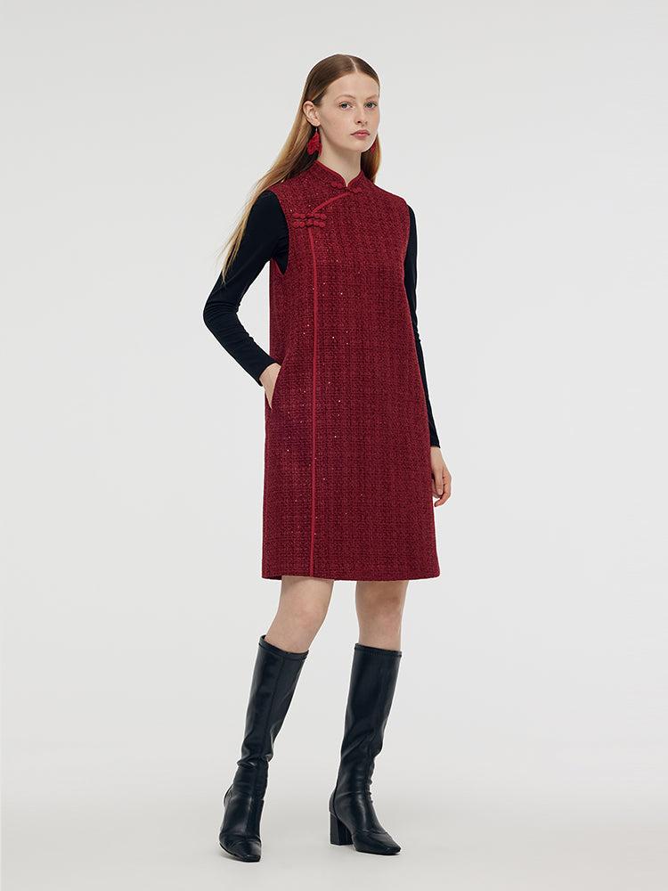 Wool Blend Mini Dress And Knit Top Two-Piece Set Product Image
