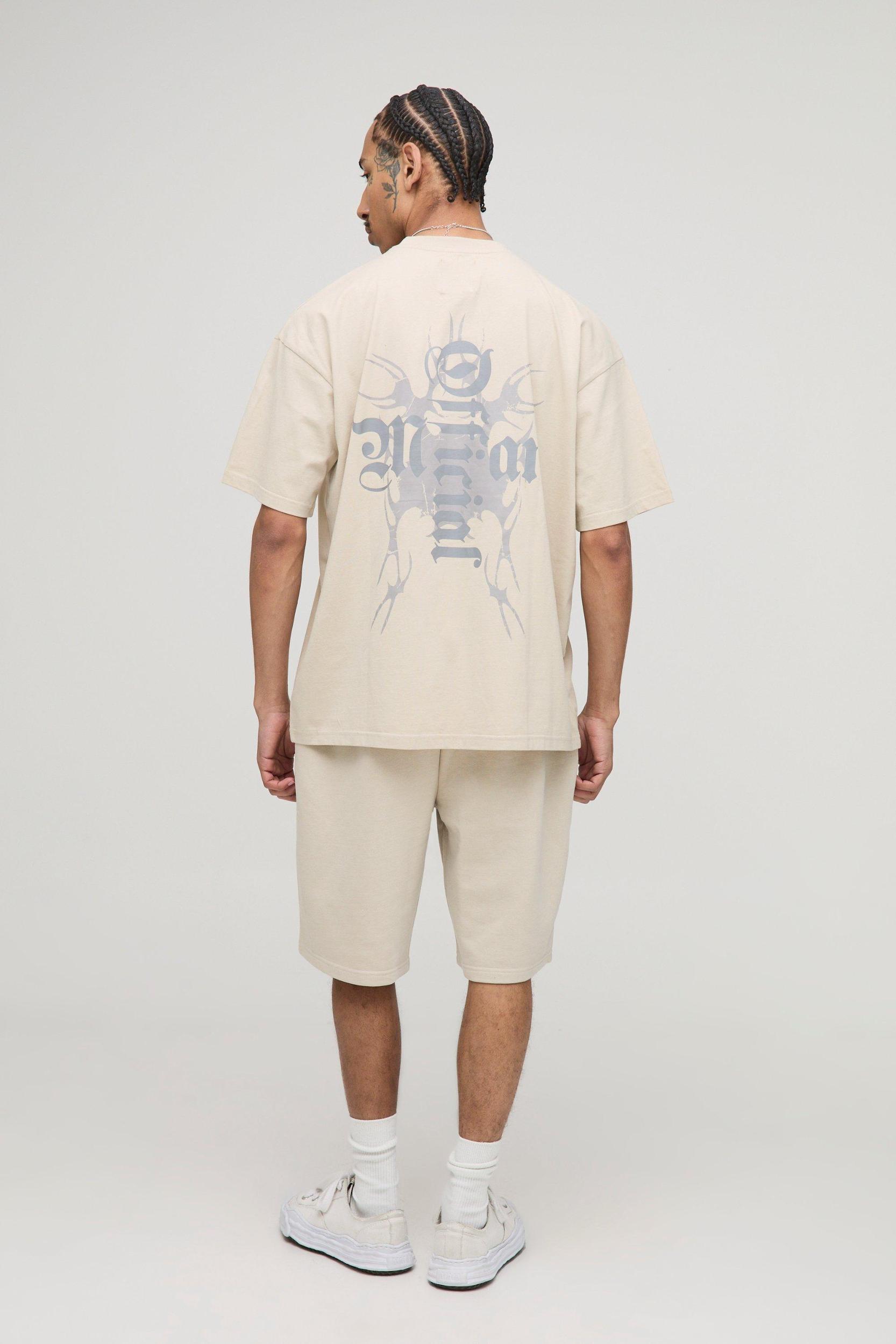 Oversized Official Cross Graphic T-Shirt & Short Set | boohooMAN USA Product Image