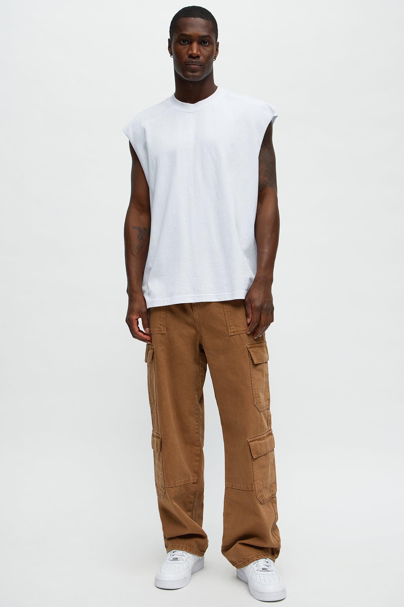 Build Up Baggy Cargo Jeans - Brown Male Product Image