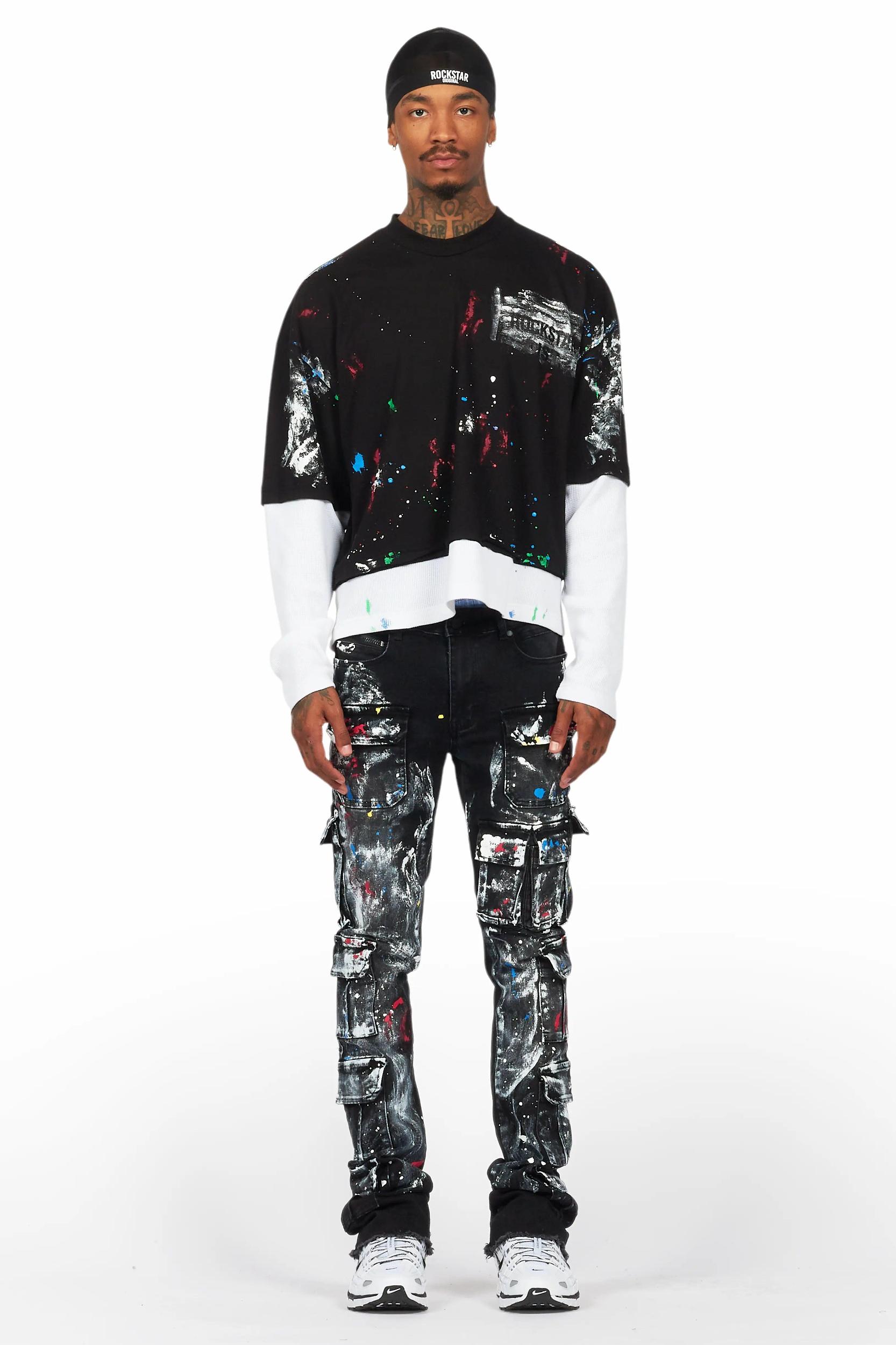 Farrow Black Painter Double Layer T-Shirt/Stacked Flare Jean Bundle Male Product Image