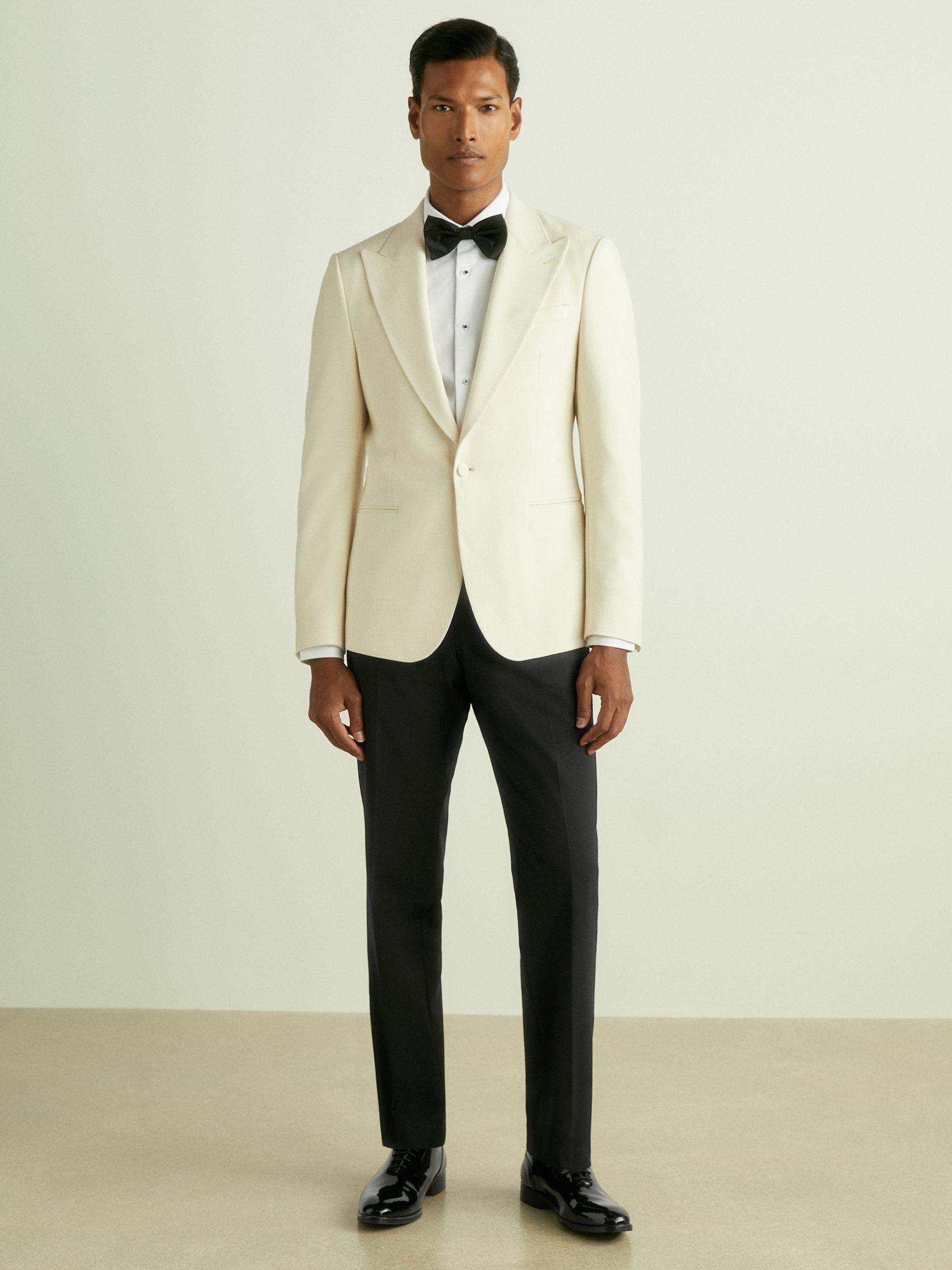 SIngle-Breasted Twill Blazer in Off White Product Image