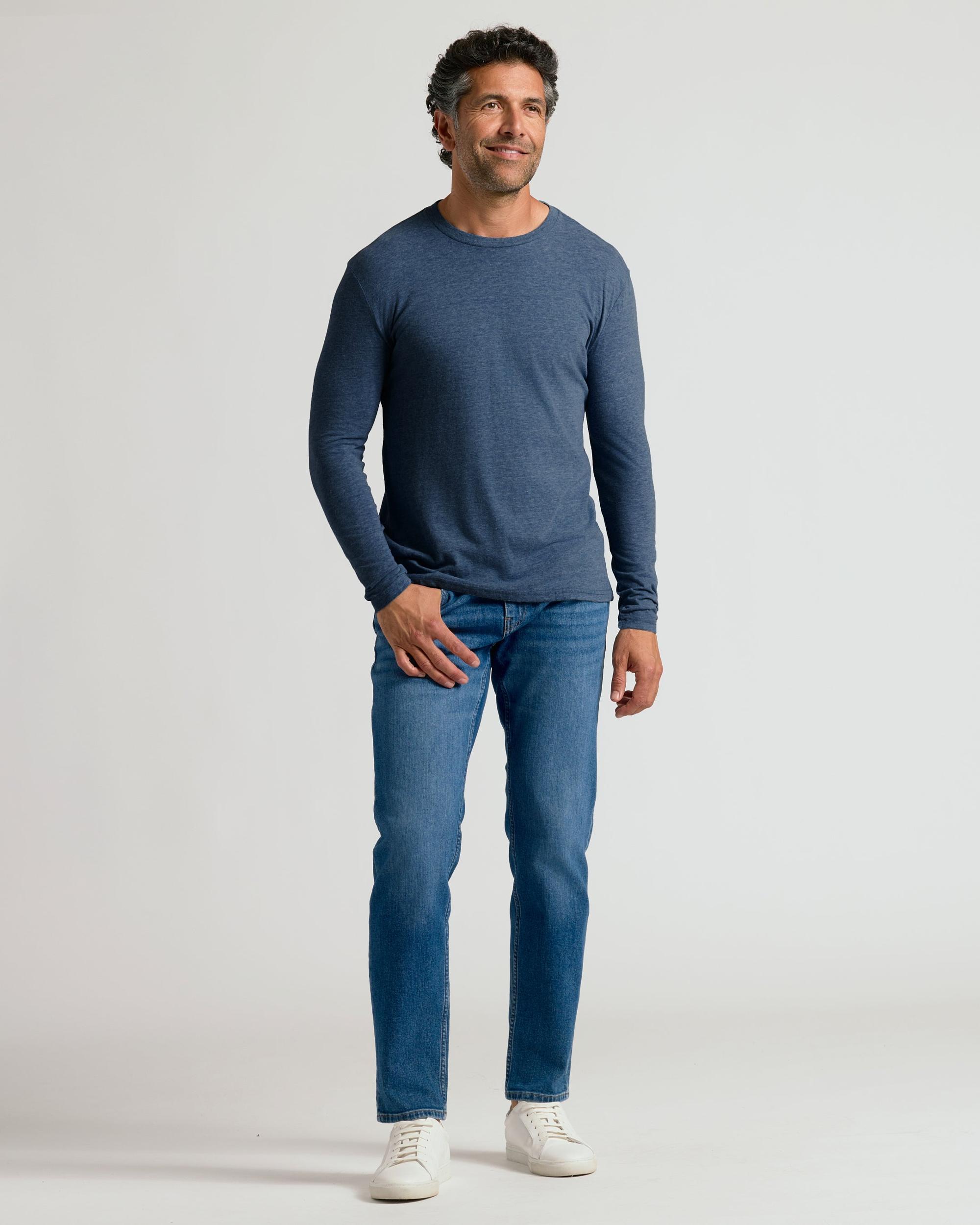 Heather Navy Classic Long Sleeve Crew Neck Product Image