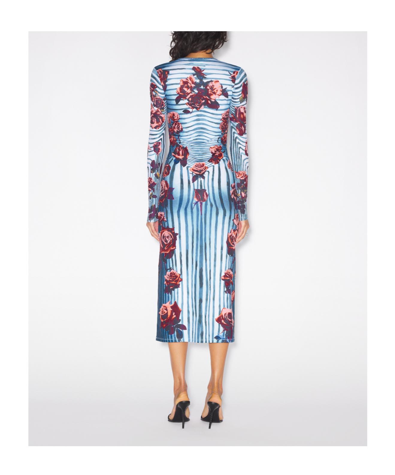 JEAN PAUL GAULTIER Floral Jersey Midi Dress In Blue Product Image