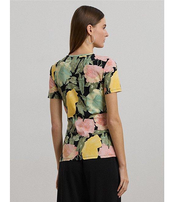 Lauren Ralph Lauren Floral Stretch Cotton Crew Neck Short Sleeve T-Shirt Product Image