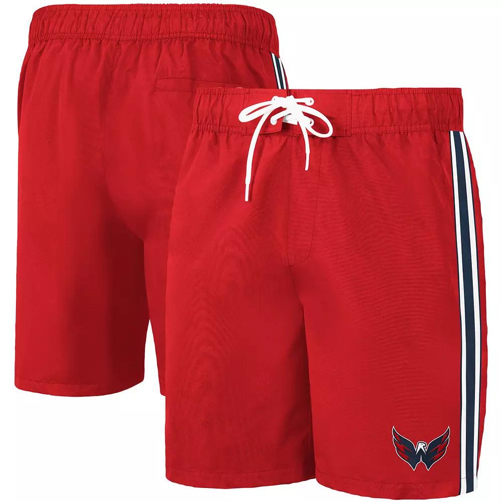 Men's G-III Sports by Carl Banks Red/Navy Washington Capitals Sand Beach Swim Shorts,  Product Image
