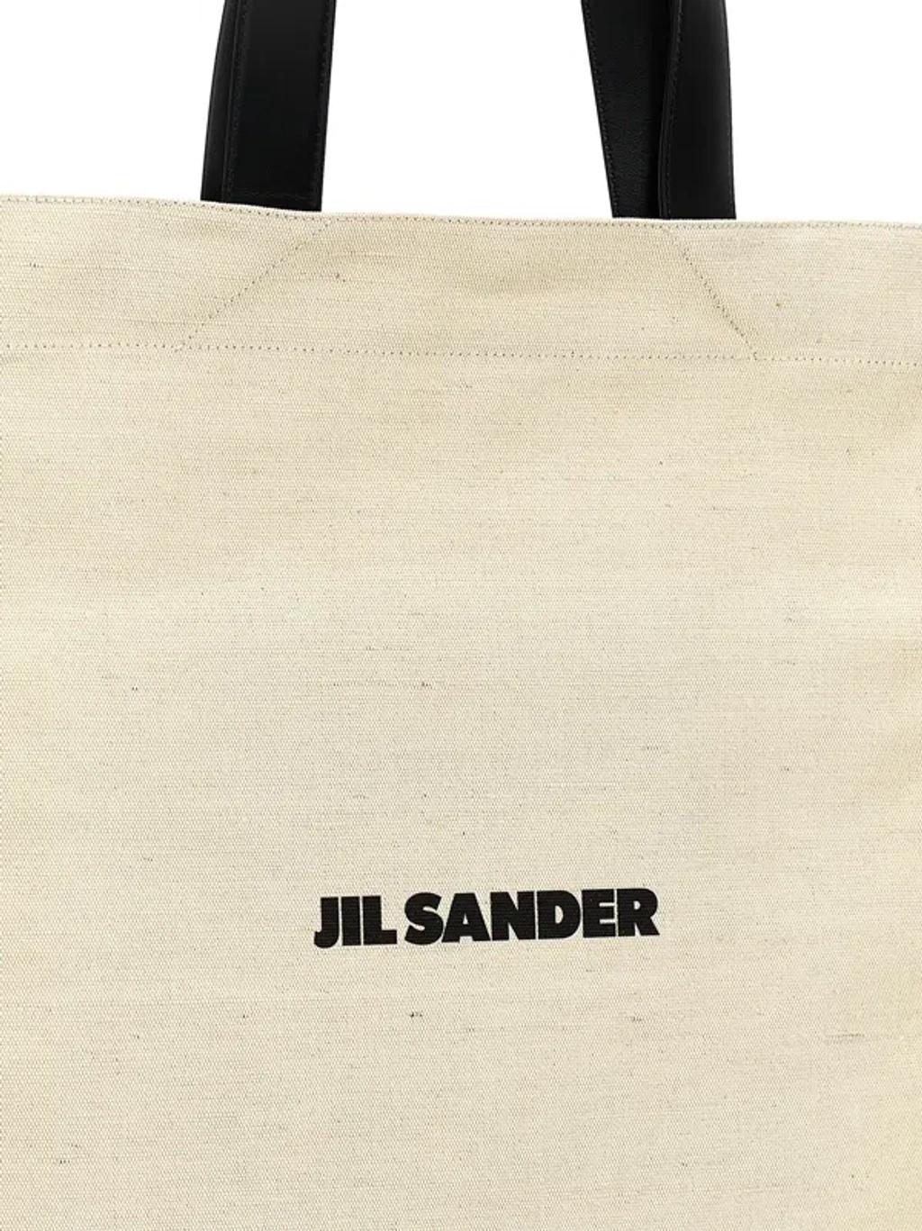 JIL SANDER Medium Flat Shopping Bag In White/black Product Image